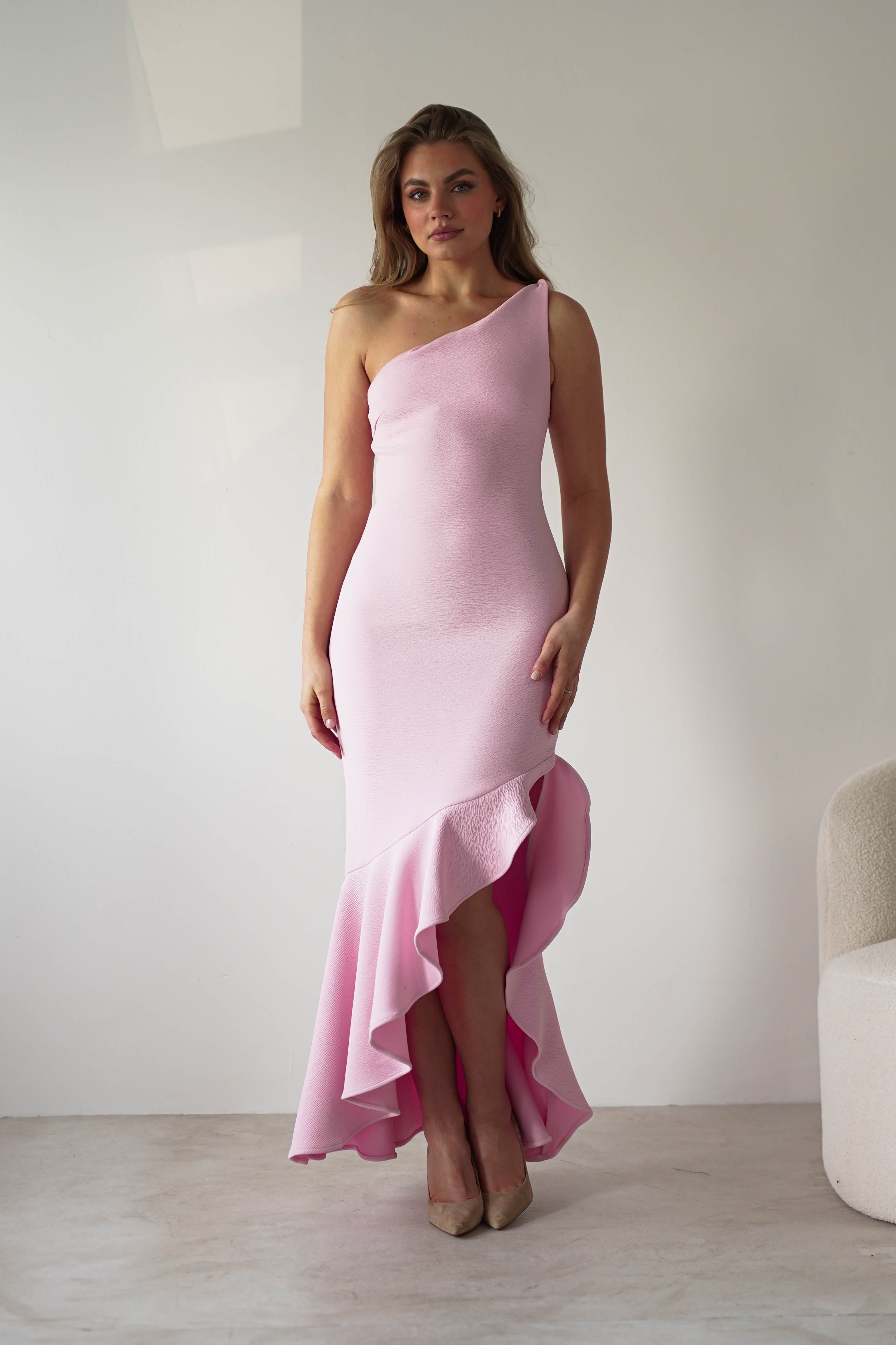 Tabitha Textured Bodycon Midaxi Dress | Pink | Oh Hello Clothing | XS (6)