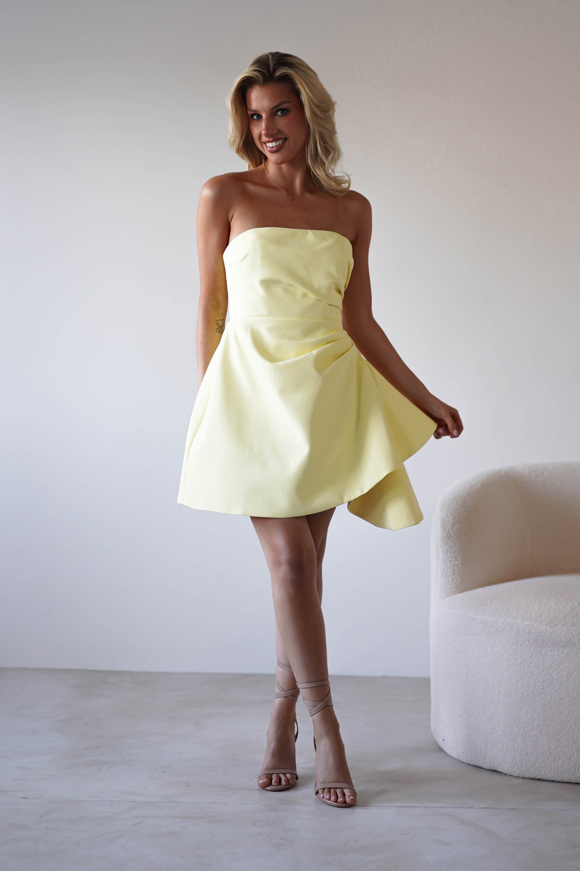 Quinta Strapless Mini Dress | Yellow | Oh Hello Clothing | XS (6)