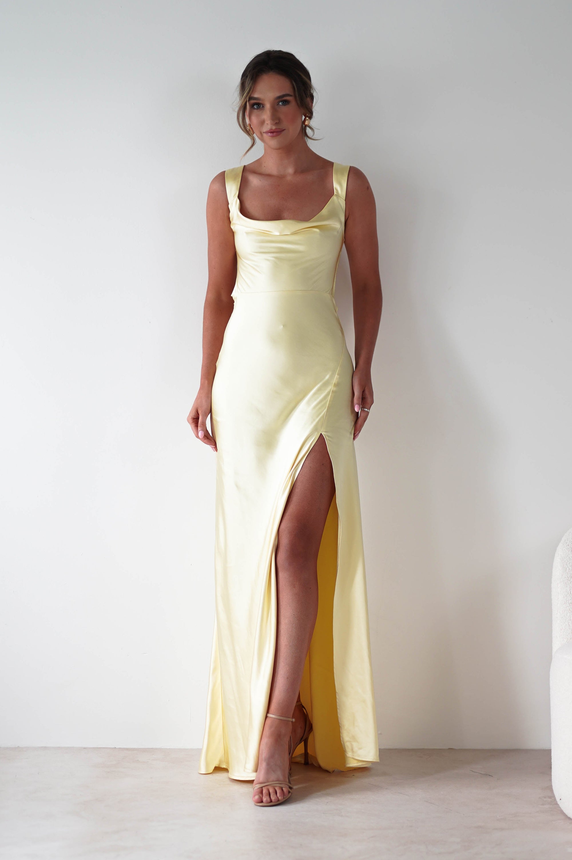 Riviera Soft Satin Maxi Gown | Yellow | Oh Hello Clothing | XS (6)