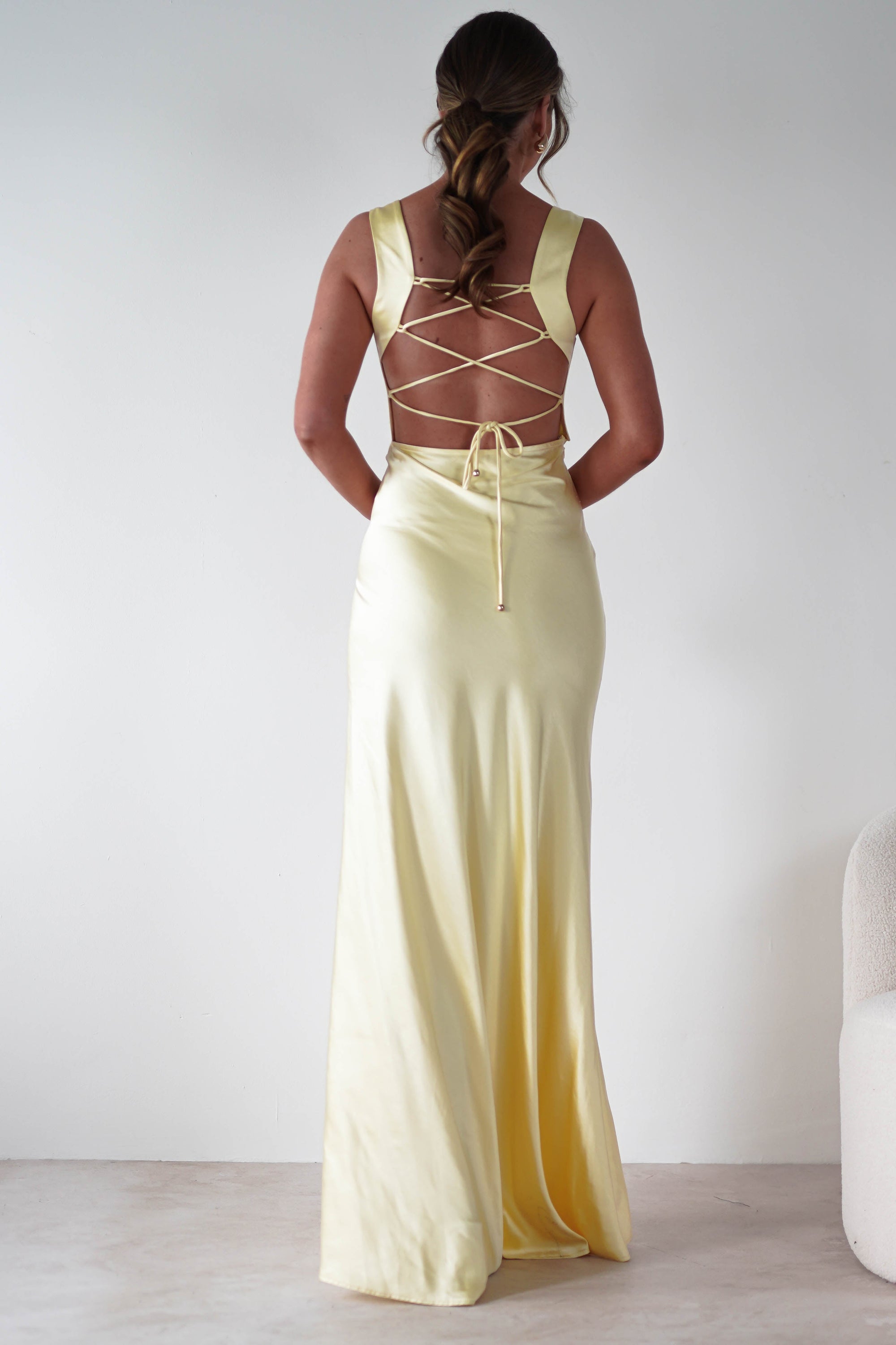 Riviera Soft Satin Maxi Gown | Yellow | Oh Hello Clothing | XS (6)