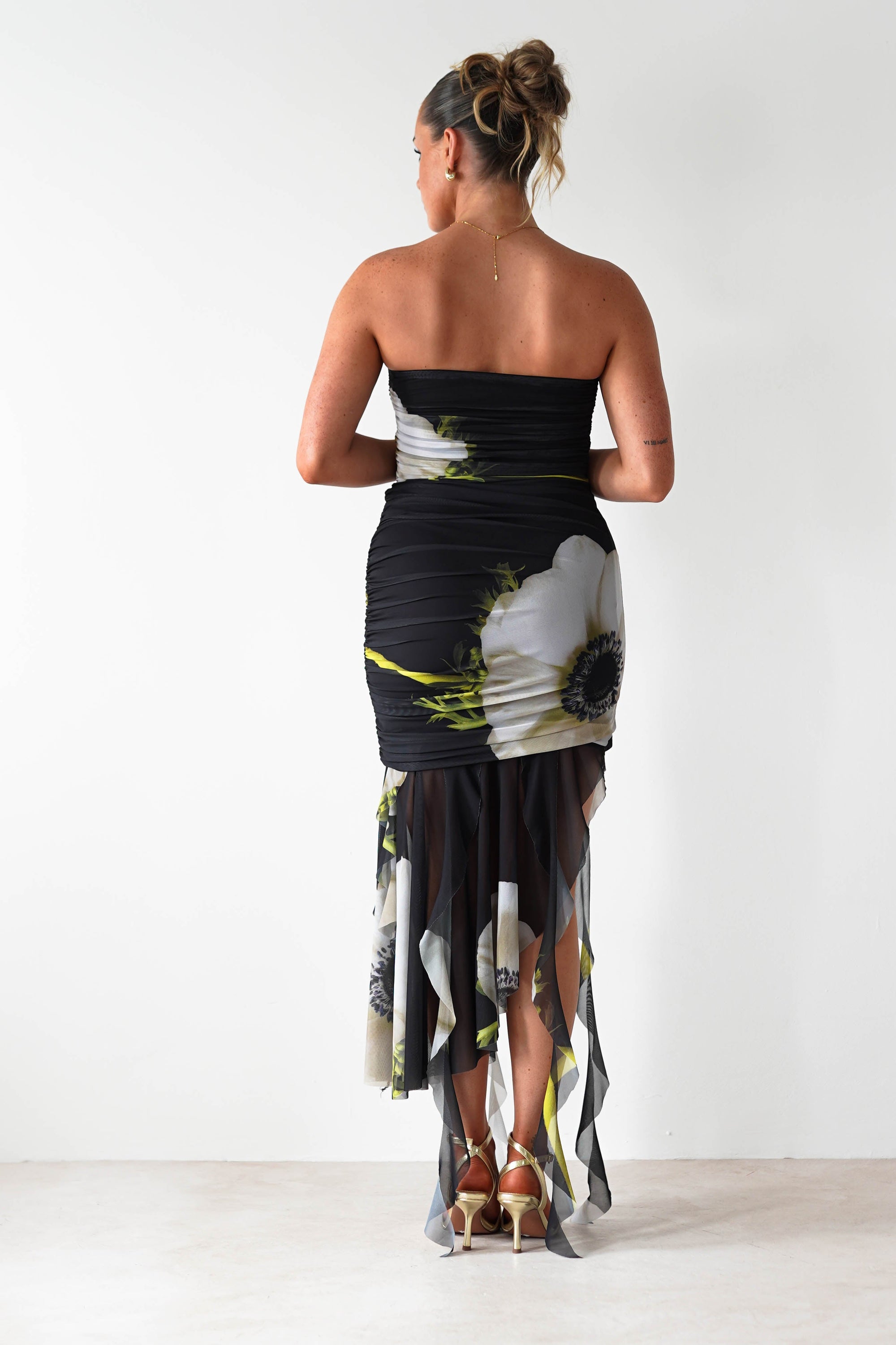 Kristie Strapless Mesh Midi Dress | Black | Oh Hello Clothing | S (8)