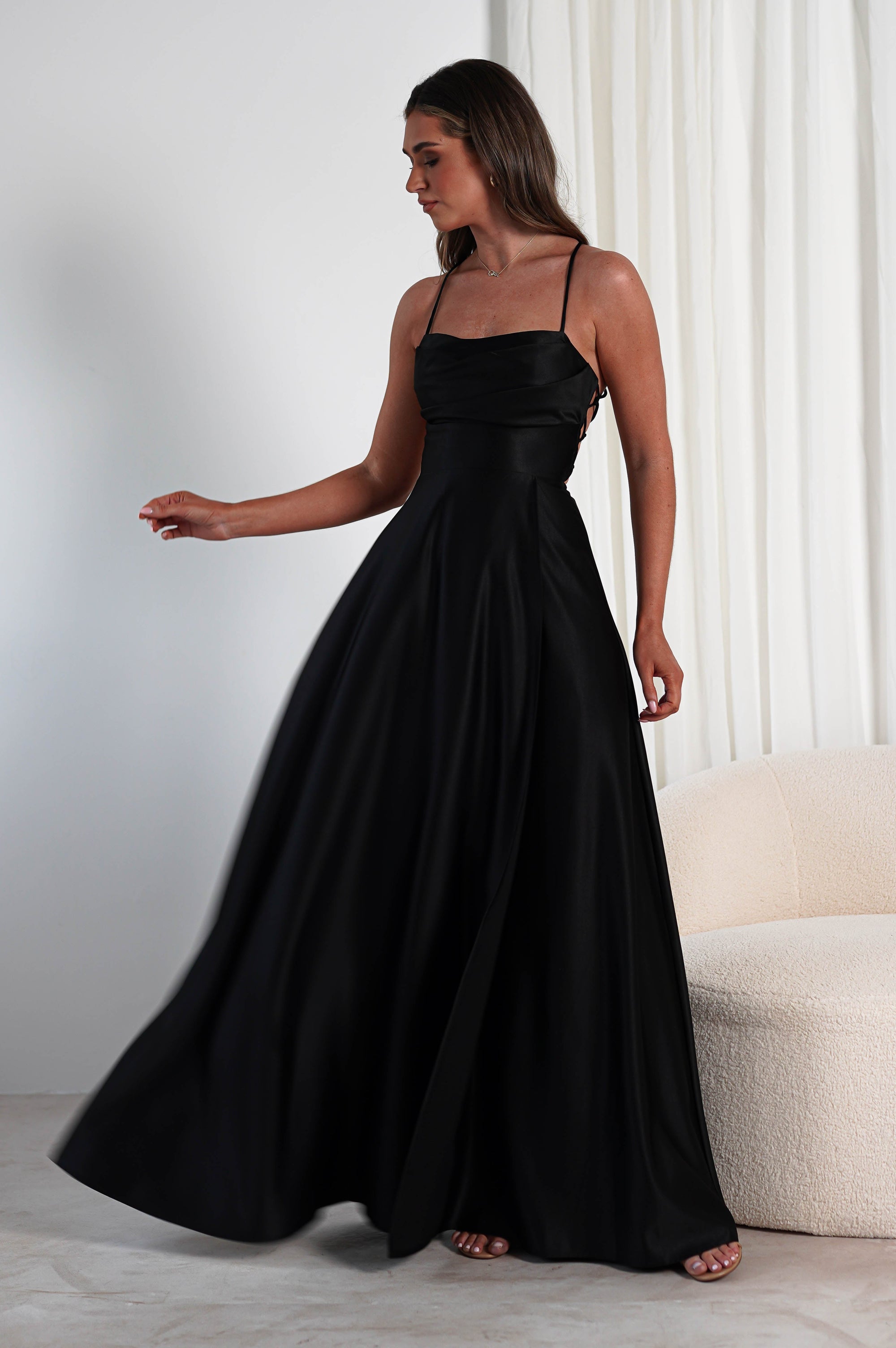 Shantal Satin Gown | Black | Oh Hello Clothing | XS (6)