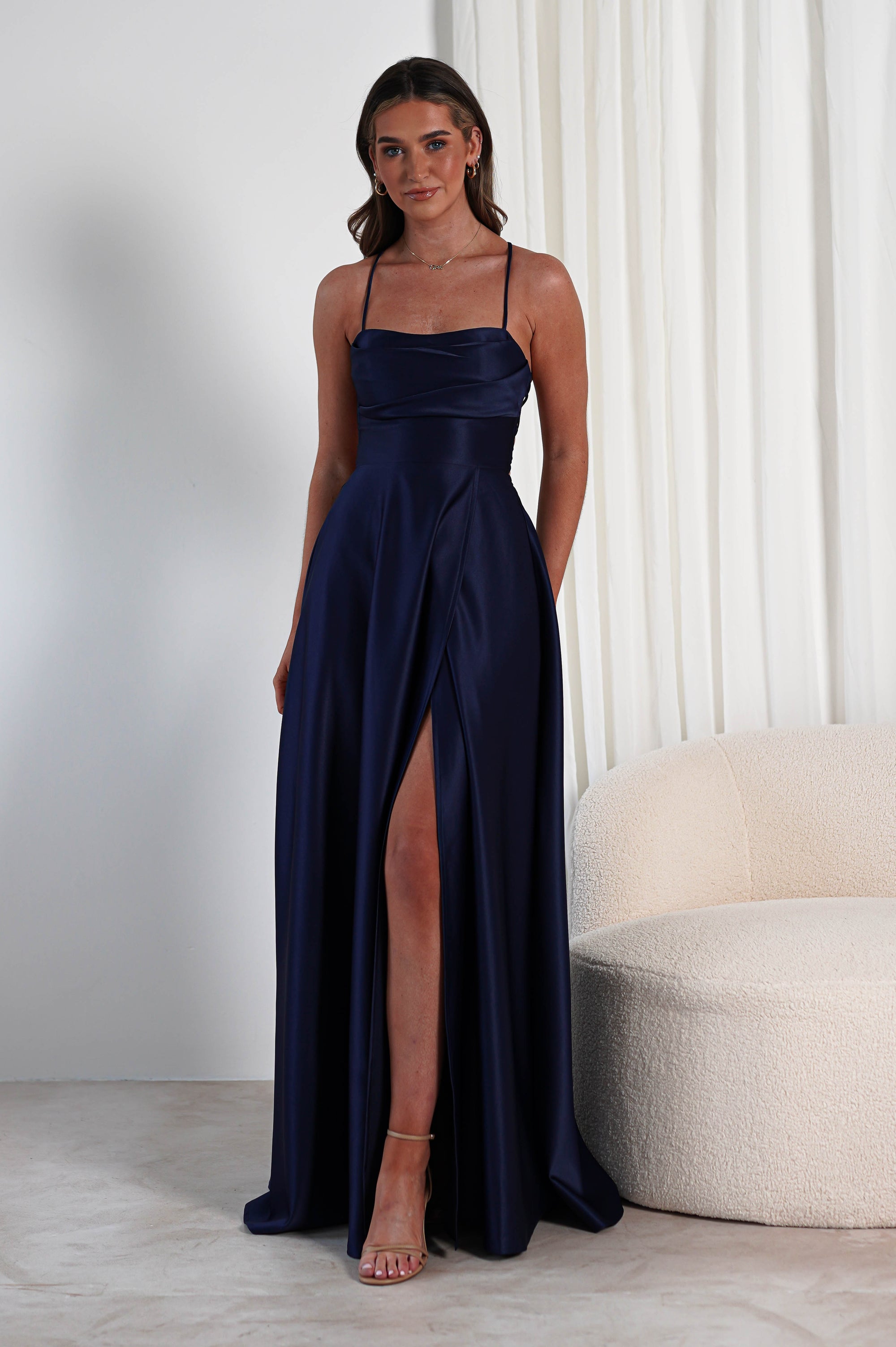 Shantal Satin Gown | Navy | Oh Hello Clothing | XS (6)