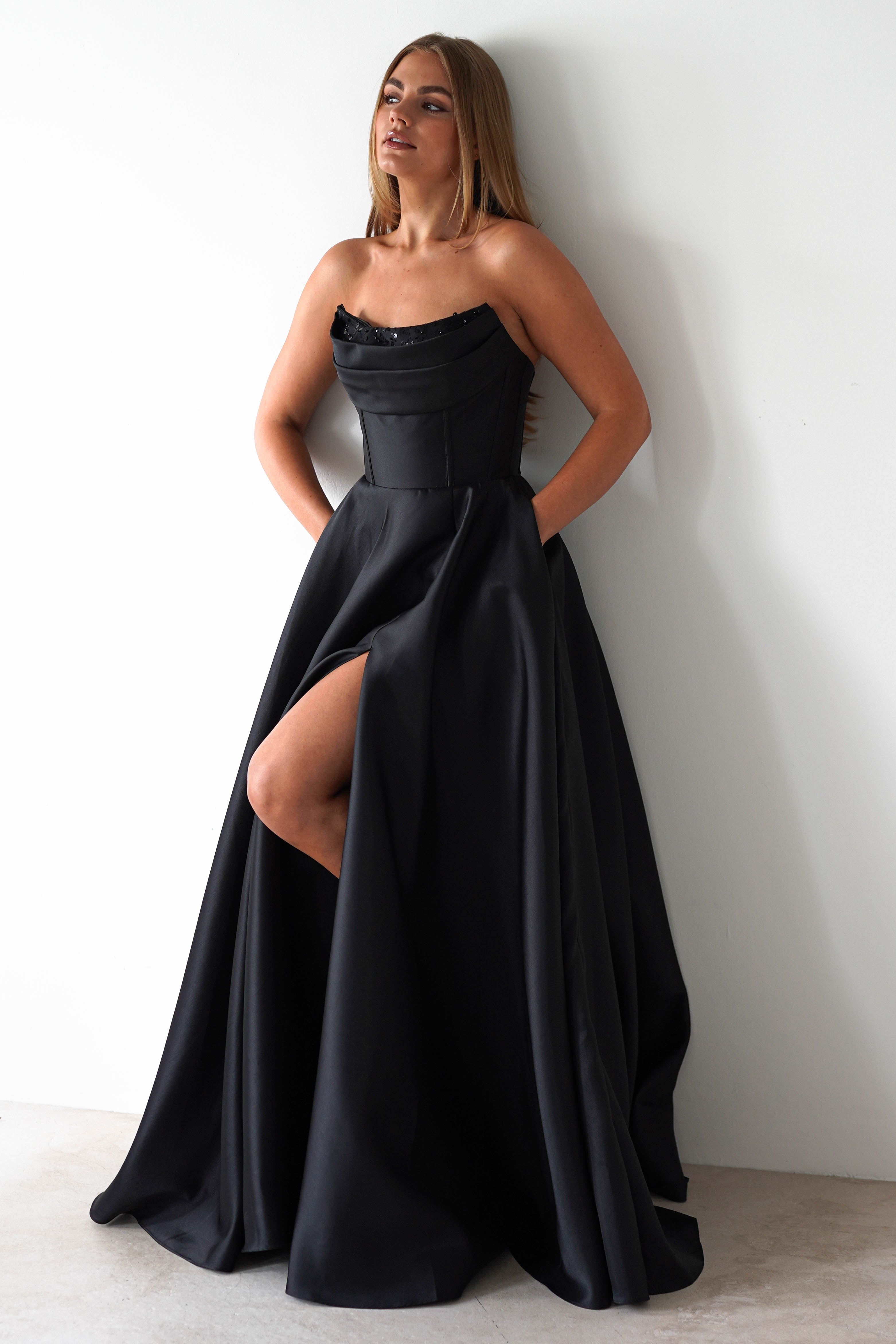 Pepper Strapless A - Line Maxi Gown | Black | Oh Hello Clothing | XS (6)