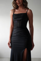 Stefani Rhinestone Bodice Gown | Black - Oh Hello Clothing