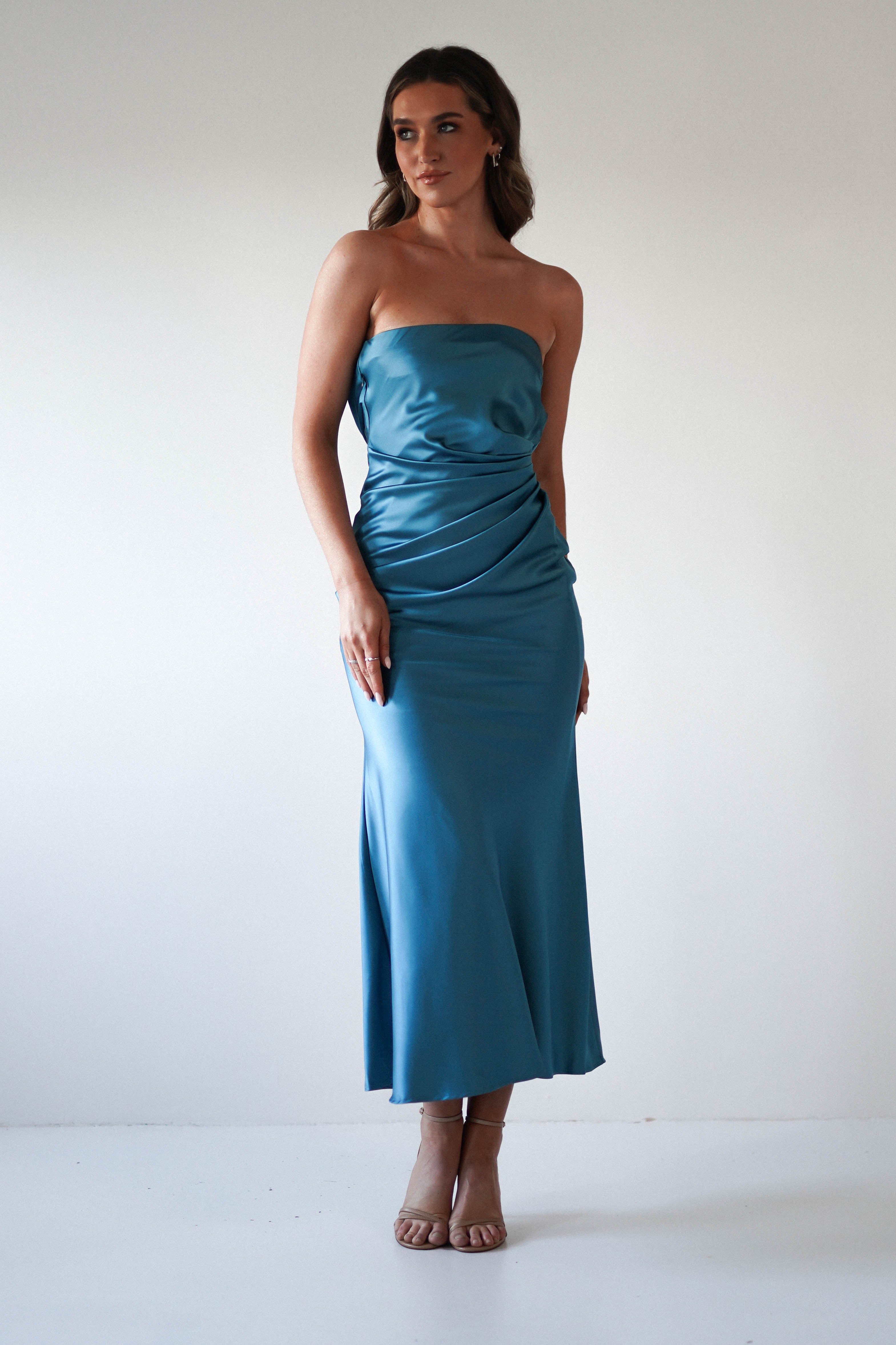 Allegra Gathered Midaxi Dress | Robin Blue - Oh Hello Clothing