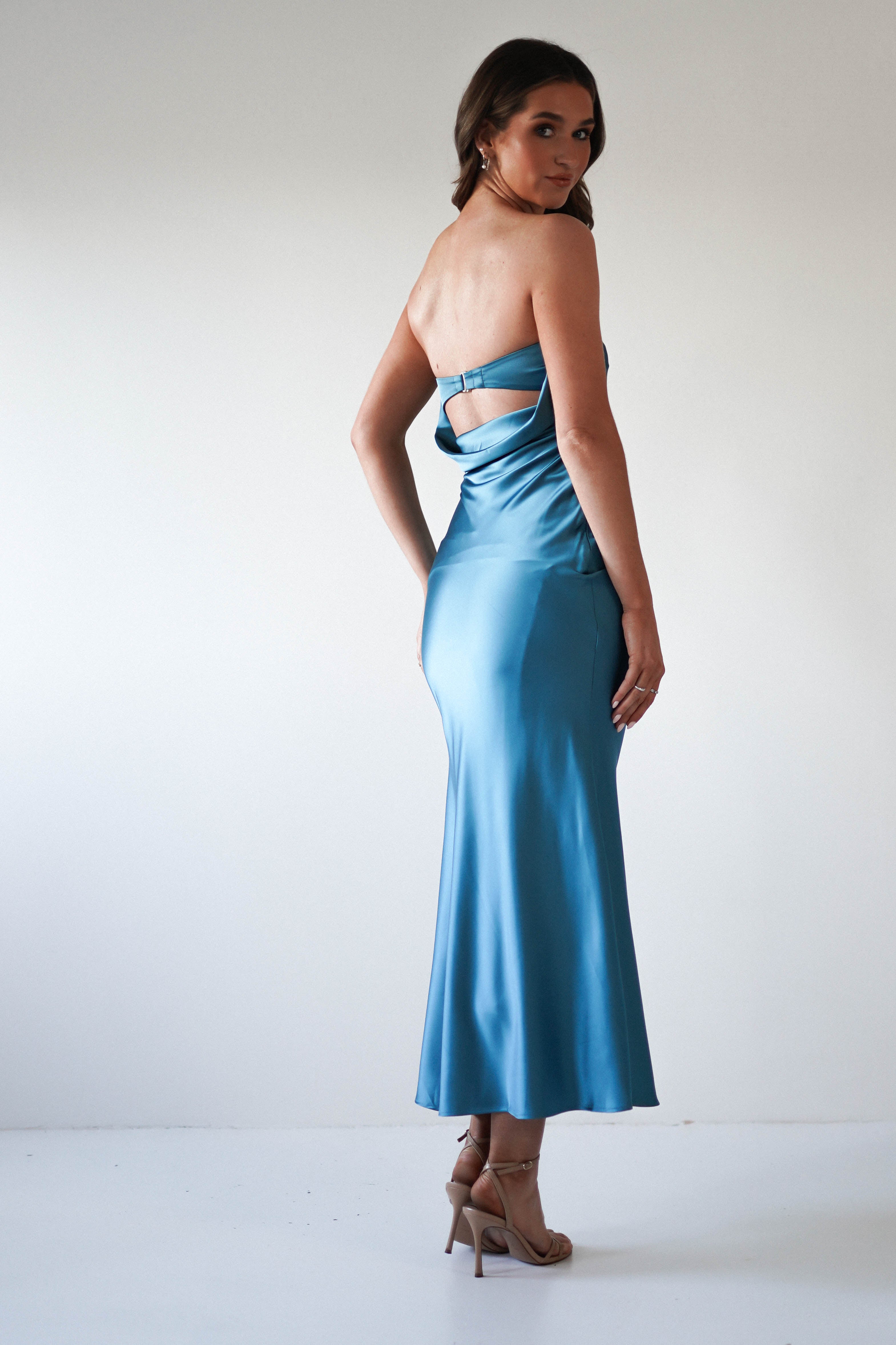 Allegra Gathered Midaxi Dress | Robin Blue - Oh Hello Clothing