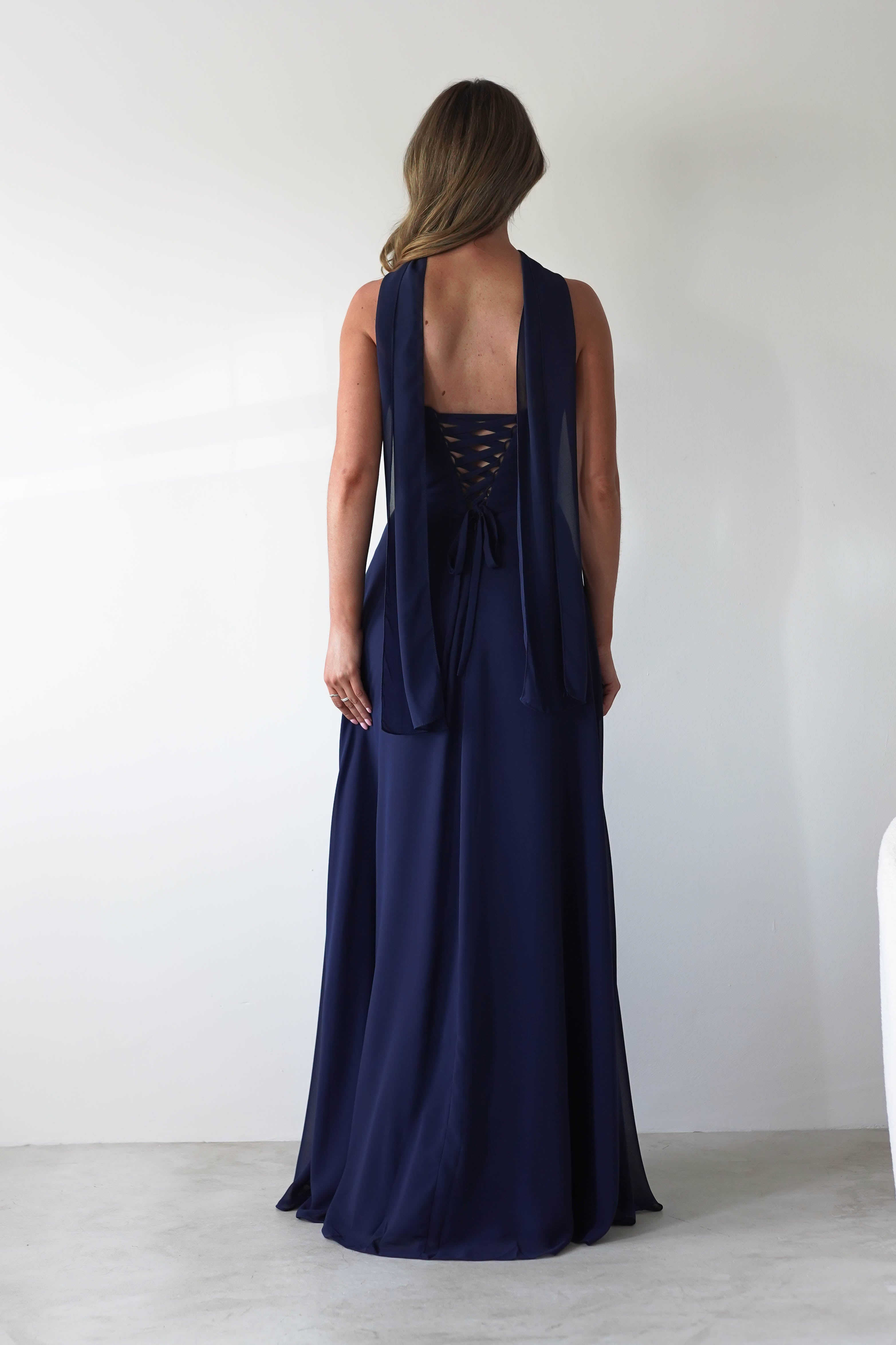 Delphine Chiffon Strapless Maxi Dress | Navy