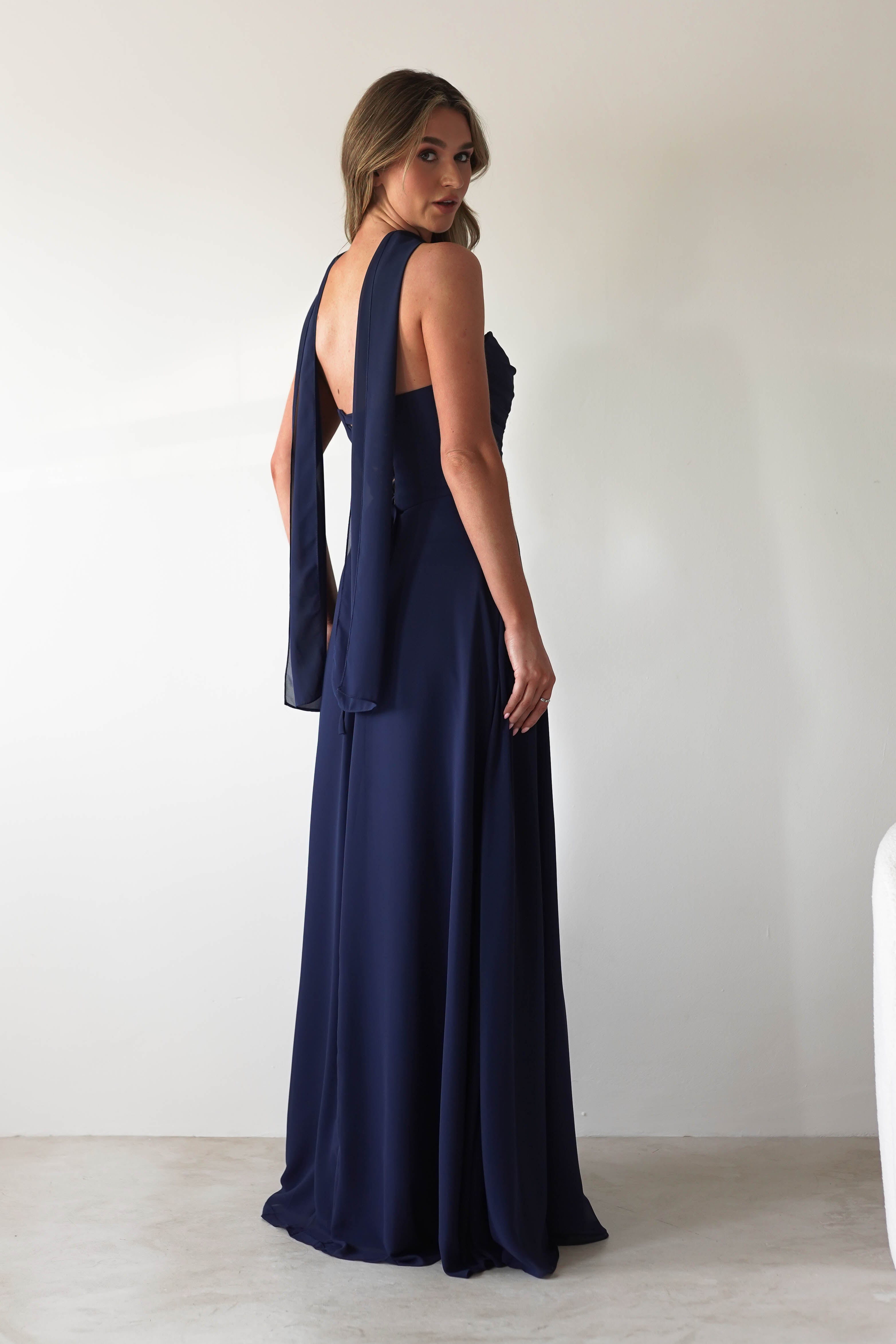 Delphine Chiffon Strapless Maxi Dress | Navy