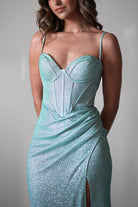 Anastasia Glitter Sweetheart Gown | Light Green - Oh Hello Clothing