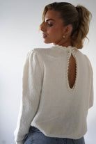 Caliste Pearl Detail Cosy Jumper | White | Oh Hello Clothing | ONE SIZE (6 - 12)