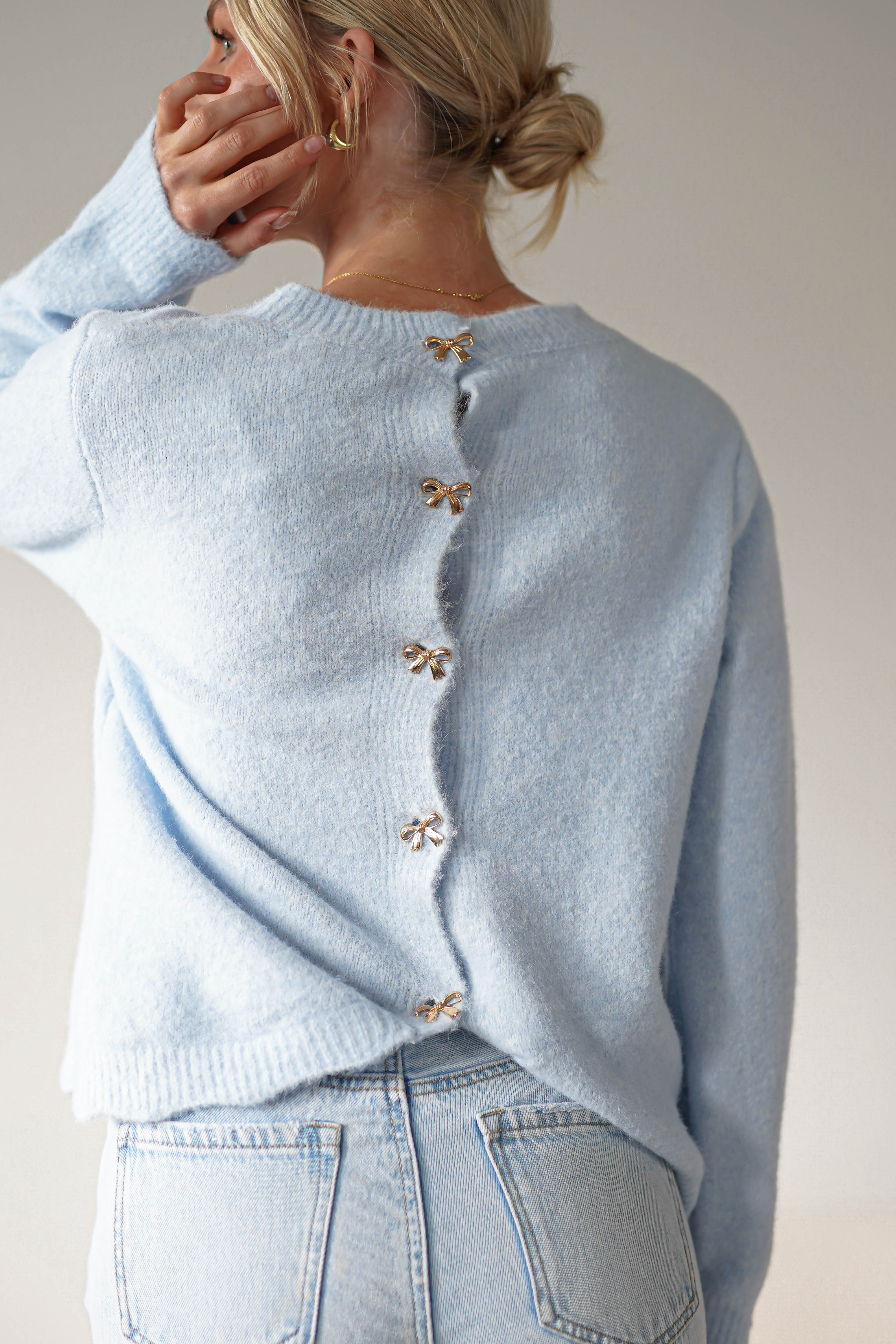 Kala Gold Bow Detail Jumper | | Blue - Oh Hello Clothing