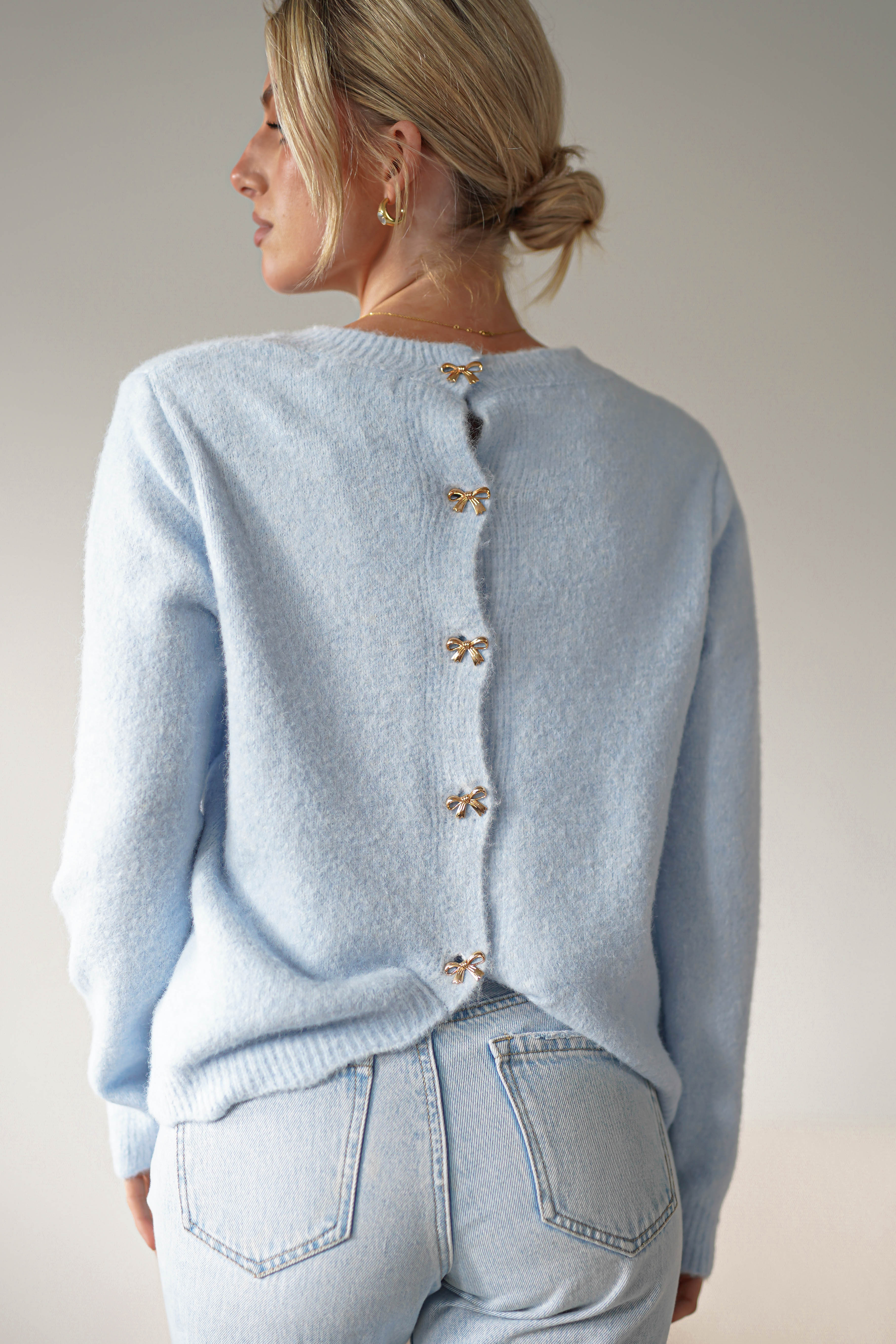 Kala Gold Bow Detail Jumper | | Blue - Oh Hello Clothing