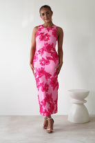 Eliana Bodycon Midi Dress | Pink Textured | Oh Hello Clothing | S (8)
