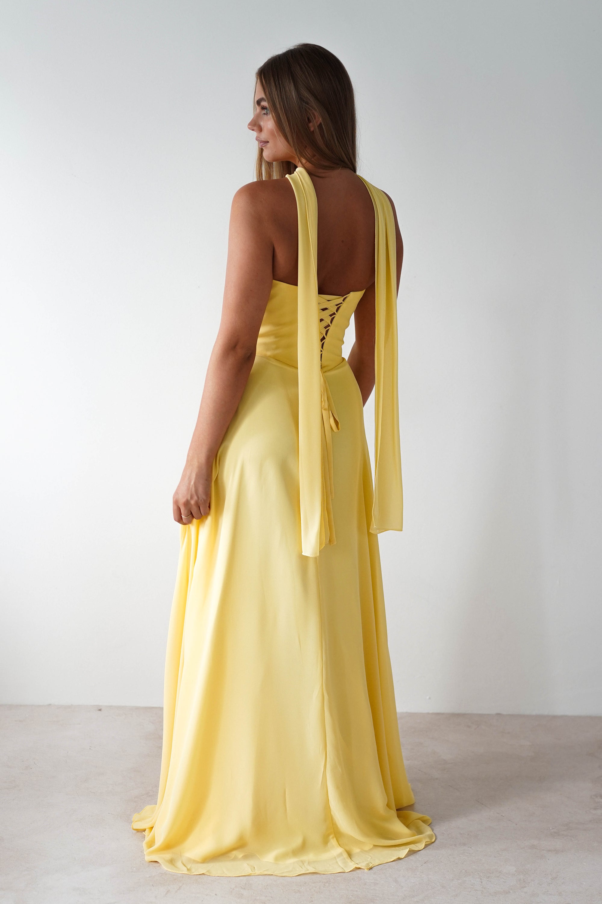 Delphine Chiffon Strapless Maxi Dress | Yellow | Oh Hello Clothing | XS (6)