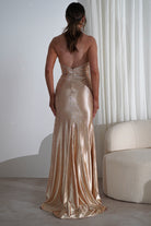 Adeline Rhinestone Halterneck Gown | Gold | Oh Hello Clothing | XS (6)