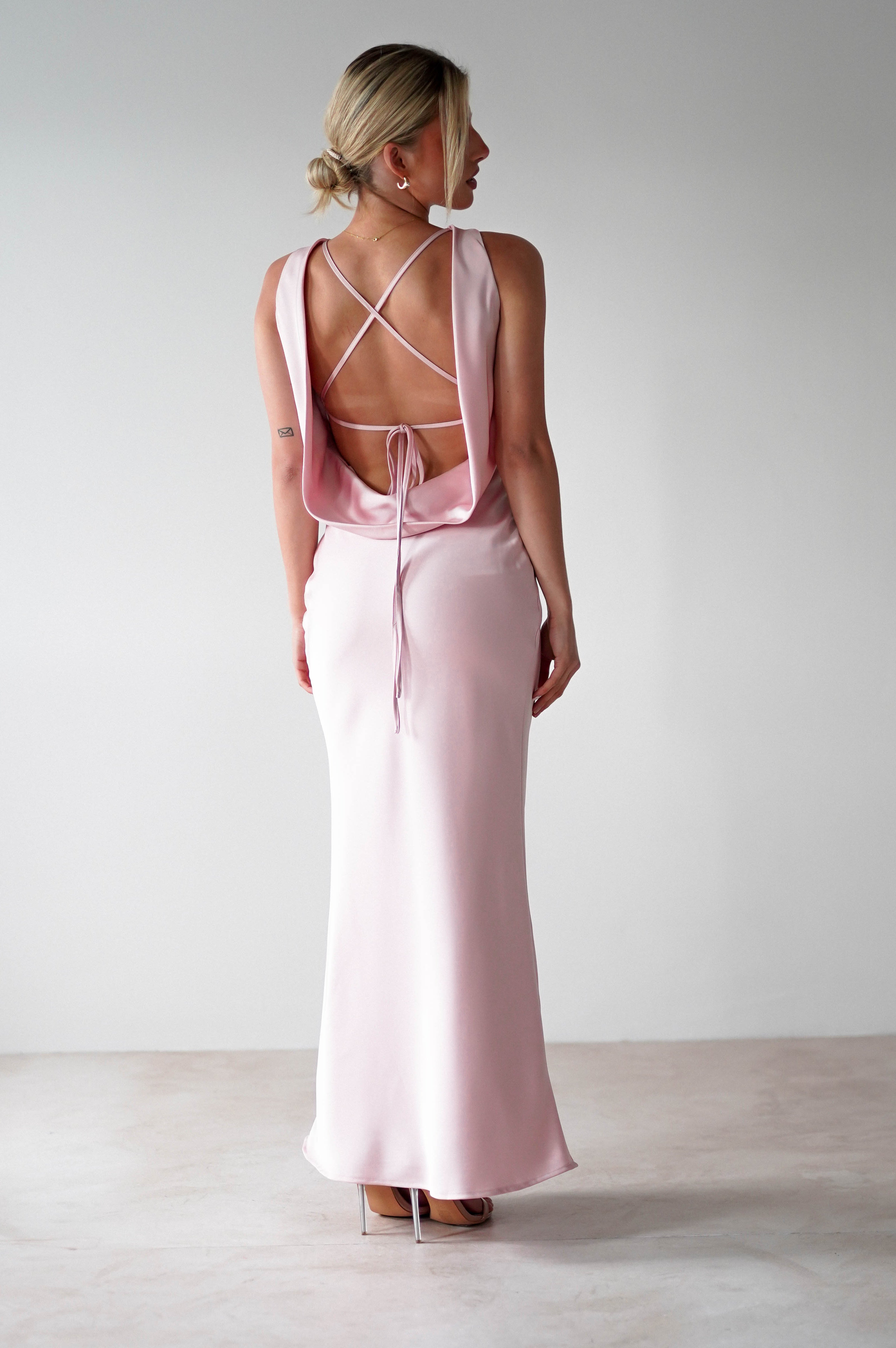 Alanna Soft Matte Satin Maxi Dress | Blush Pink | Oh Hello Clothing | XS (6)