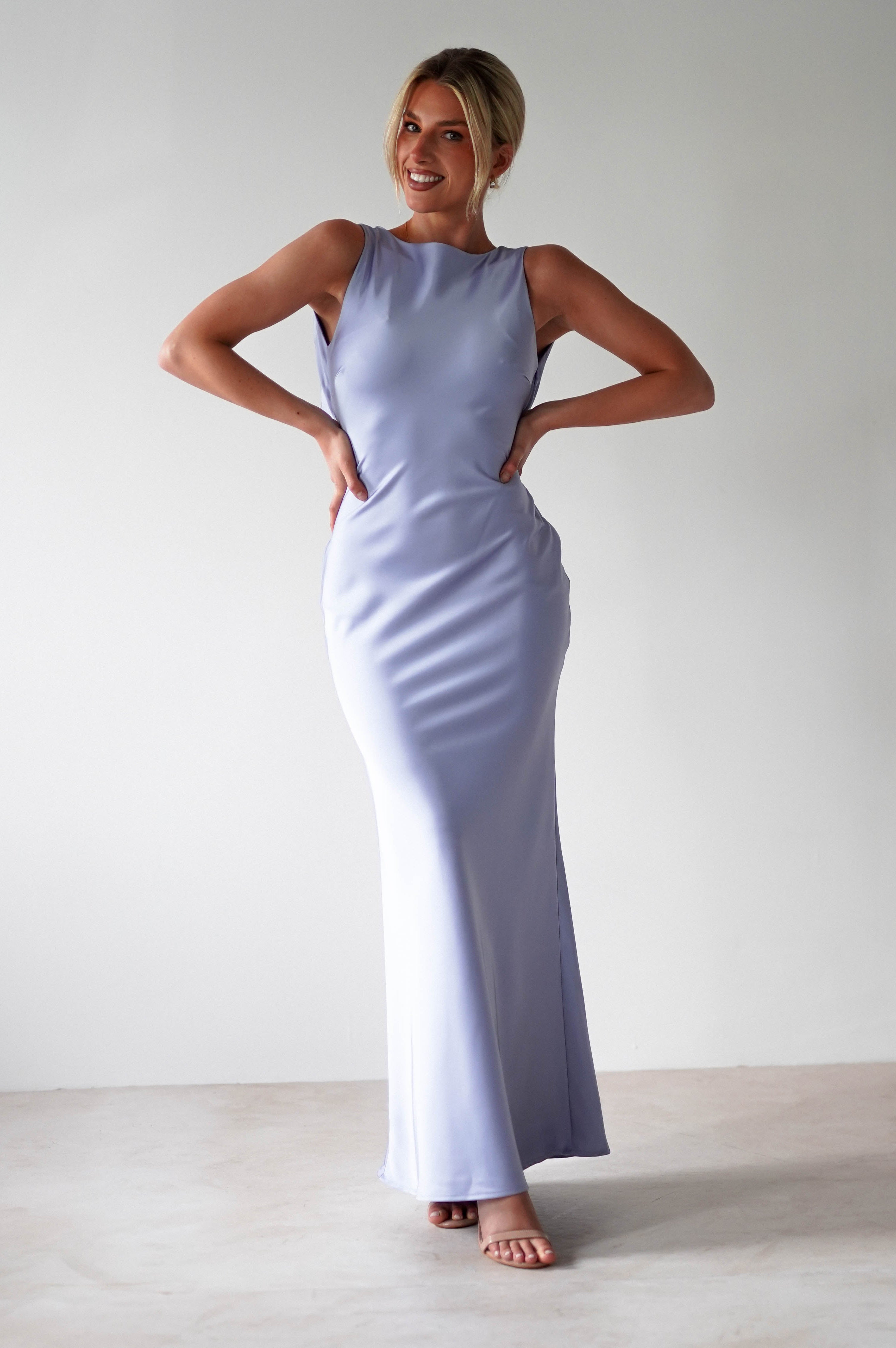 Alanna Soft Matte Satin Maxi Dress | Periwinkle Blue | Oh Hello Clothing | XS (6)