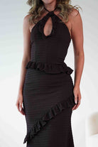 Alexa Ribbed Bodycon Maxi Dress | Brown | Oh Hello Clothing | XS (6)