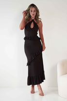 Alexa Ribbed Bodycon Maxi Dress | Brown | Oh Hello Clothing | XS (6)