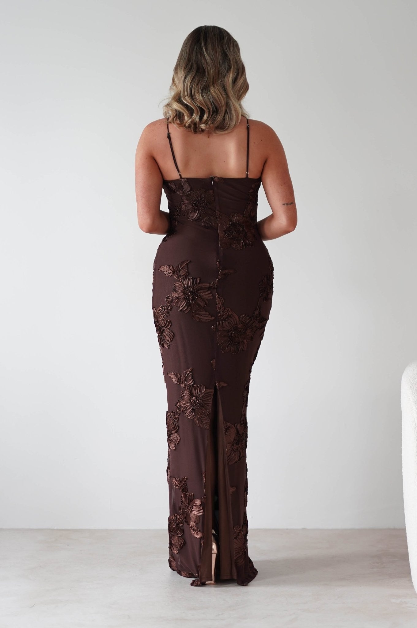 Alvana Floral Appliqué Maxi Dress | Brown | Oh Hello Clothing | XS (6)