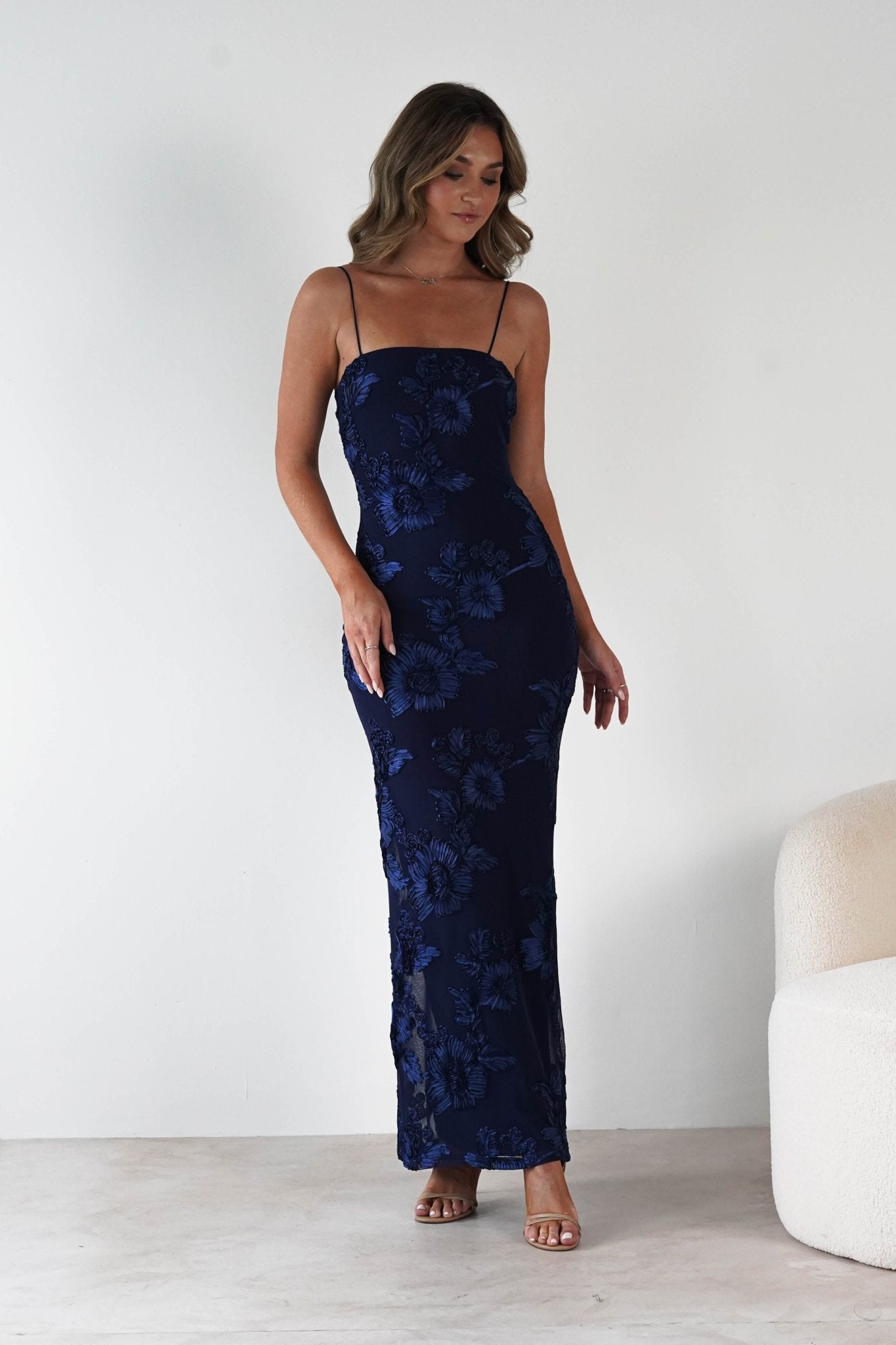 Alvana Floral Appliqué Maxi Dress | Navy | Oh Hello Clothing | XS (6)