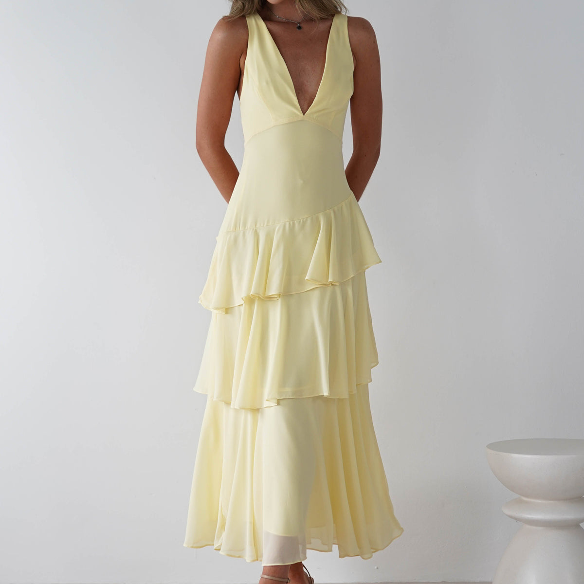 Andalusia Ruffle Maxi Dress | Yellow