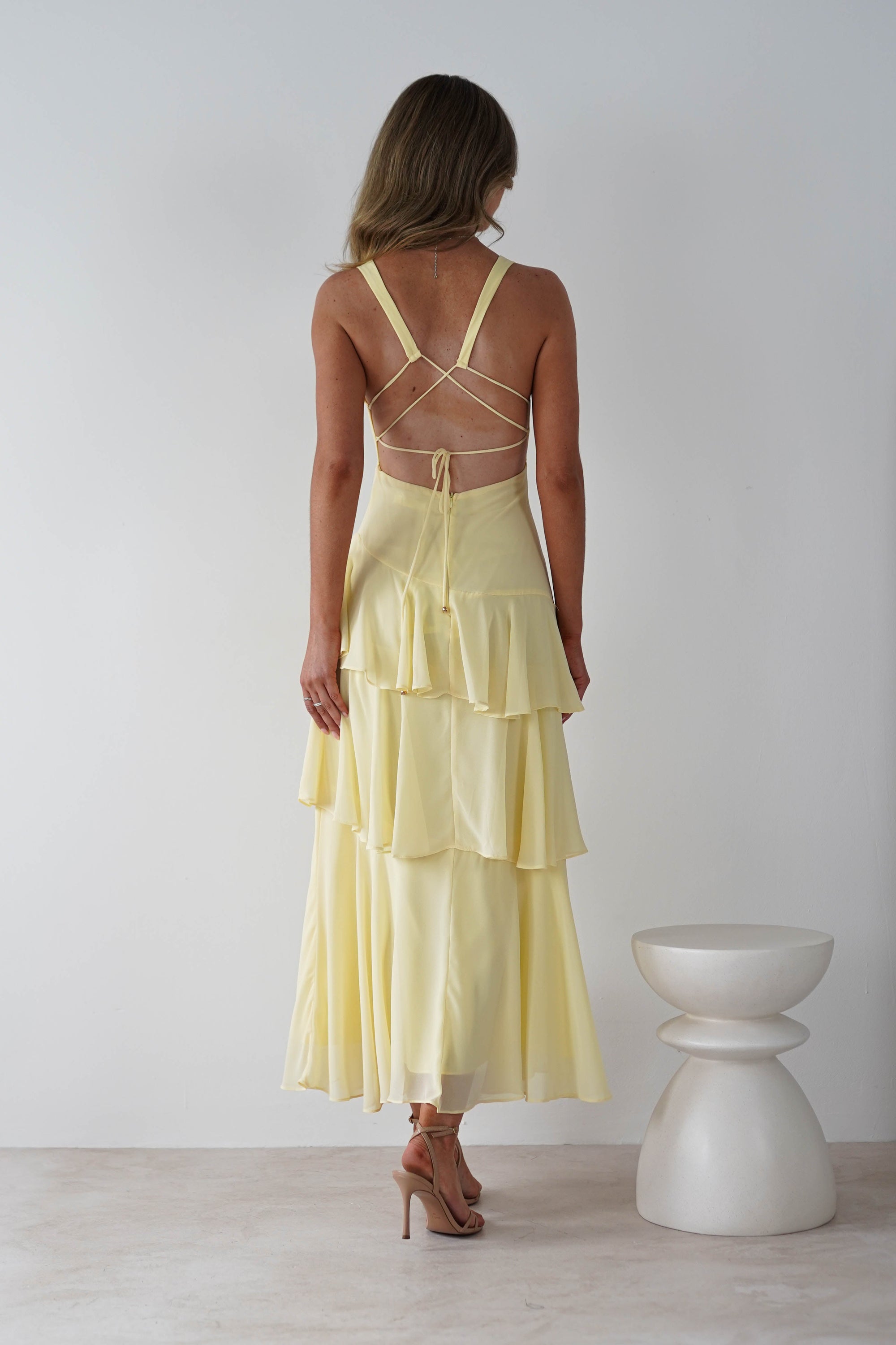 Andalusia Ruffle Maxi Dress | Yellow | Oh Hello Clothing | XS (6)