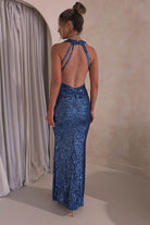 Arizona Bodycon Sequin Maxi Gown | Slate Blue | Oh Hello Clothing | S (8)