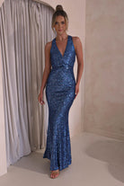 Arizona Bodycon Sequin Maxi Gown | Slate Blue | Oh Hello Clothing | S (8)