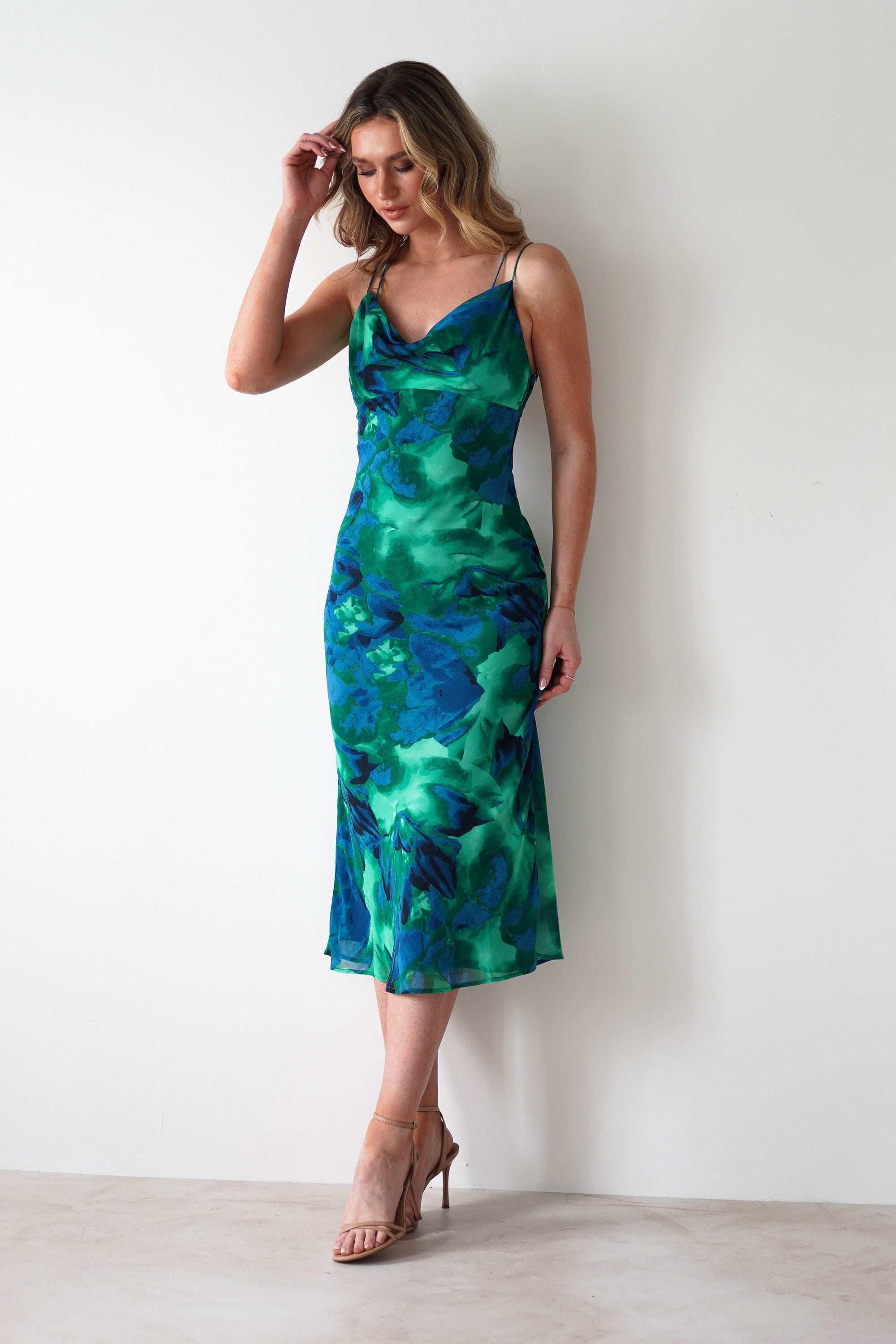 Bali Printed Midi Dress | Green Print | Oh Hello Clothing | XS (6)