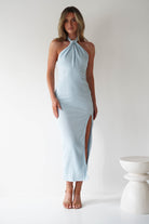 Bernice Ribbed Midaxi Dress | Light Blue | Oh Hello Clothing | XS (6)