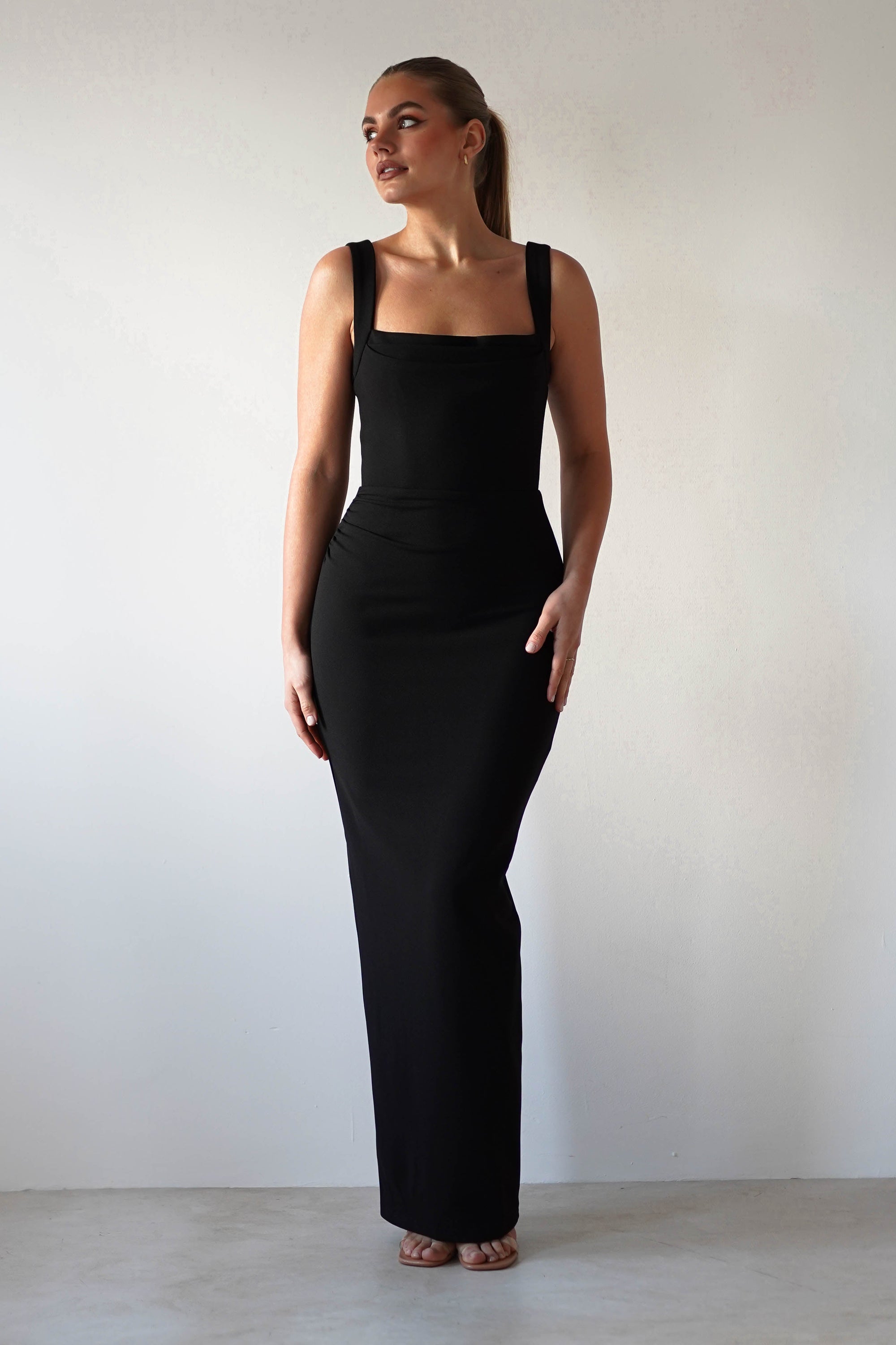 Brooke Square Neck Maxi Dress | Black - Oh Hello Clothing