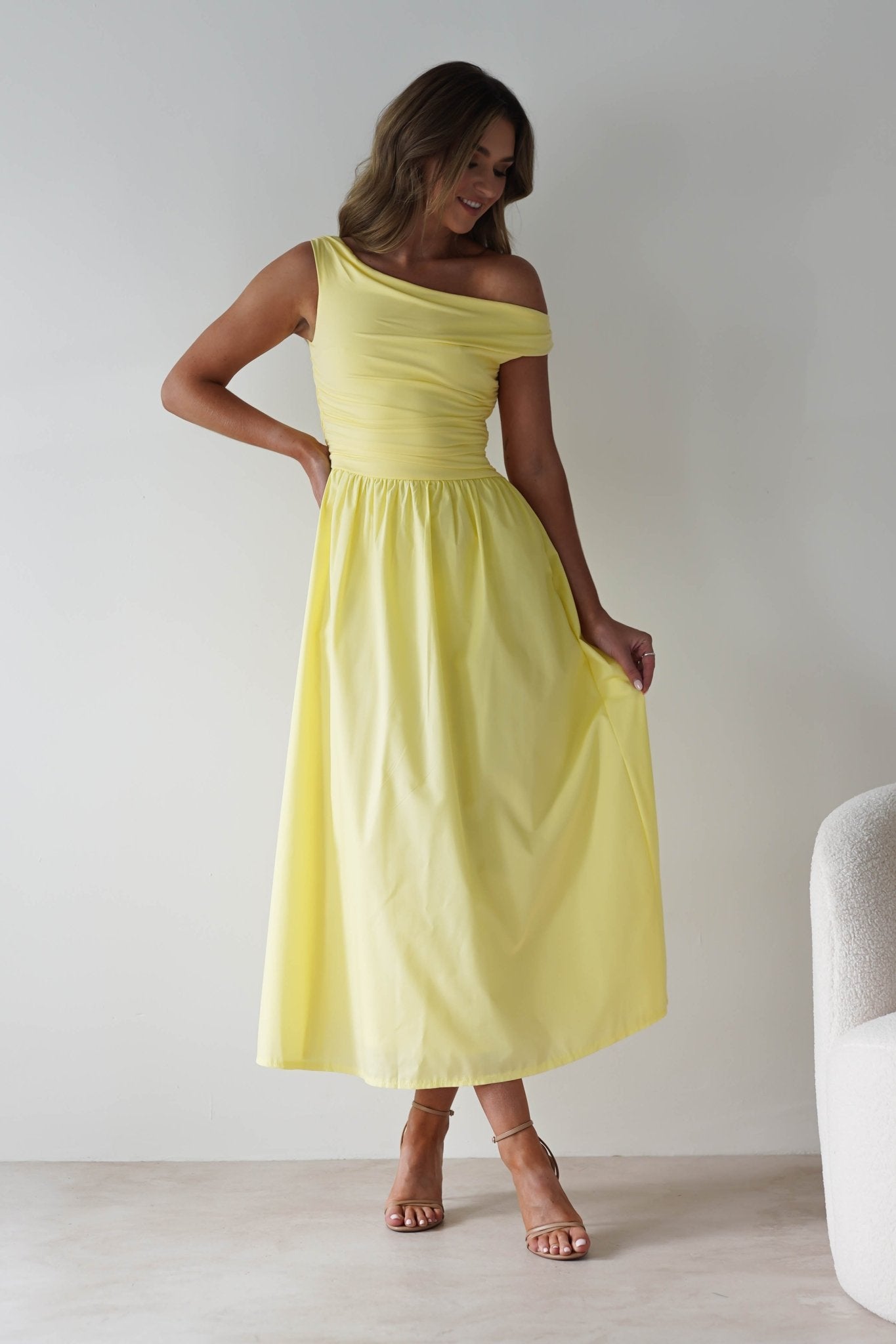 Bloom Skater Midaxi Dress | Yellow | Oh Hello Clothing | XS (6)