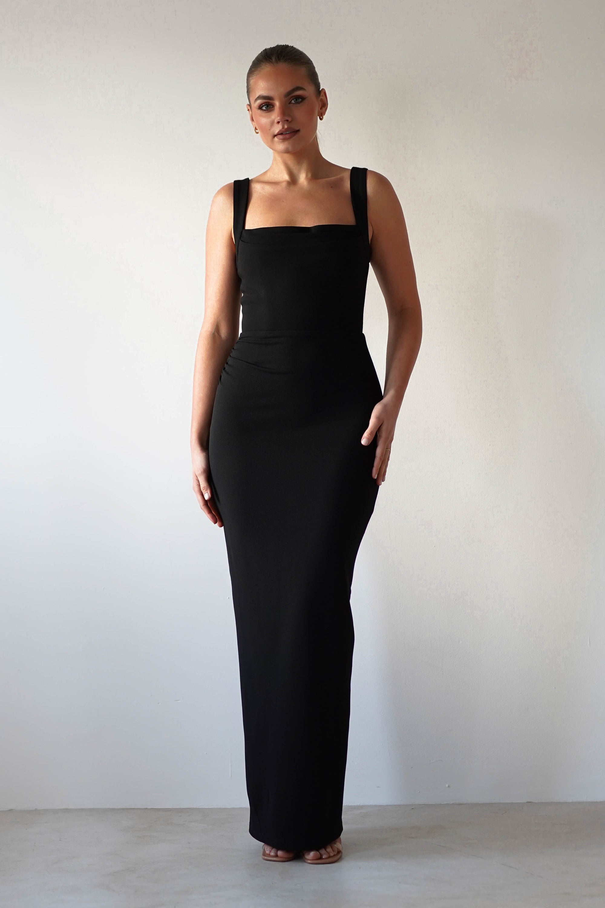 Brooke Square Neck Maxi Dress | Black - Oh Hello Clothing
