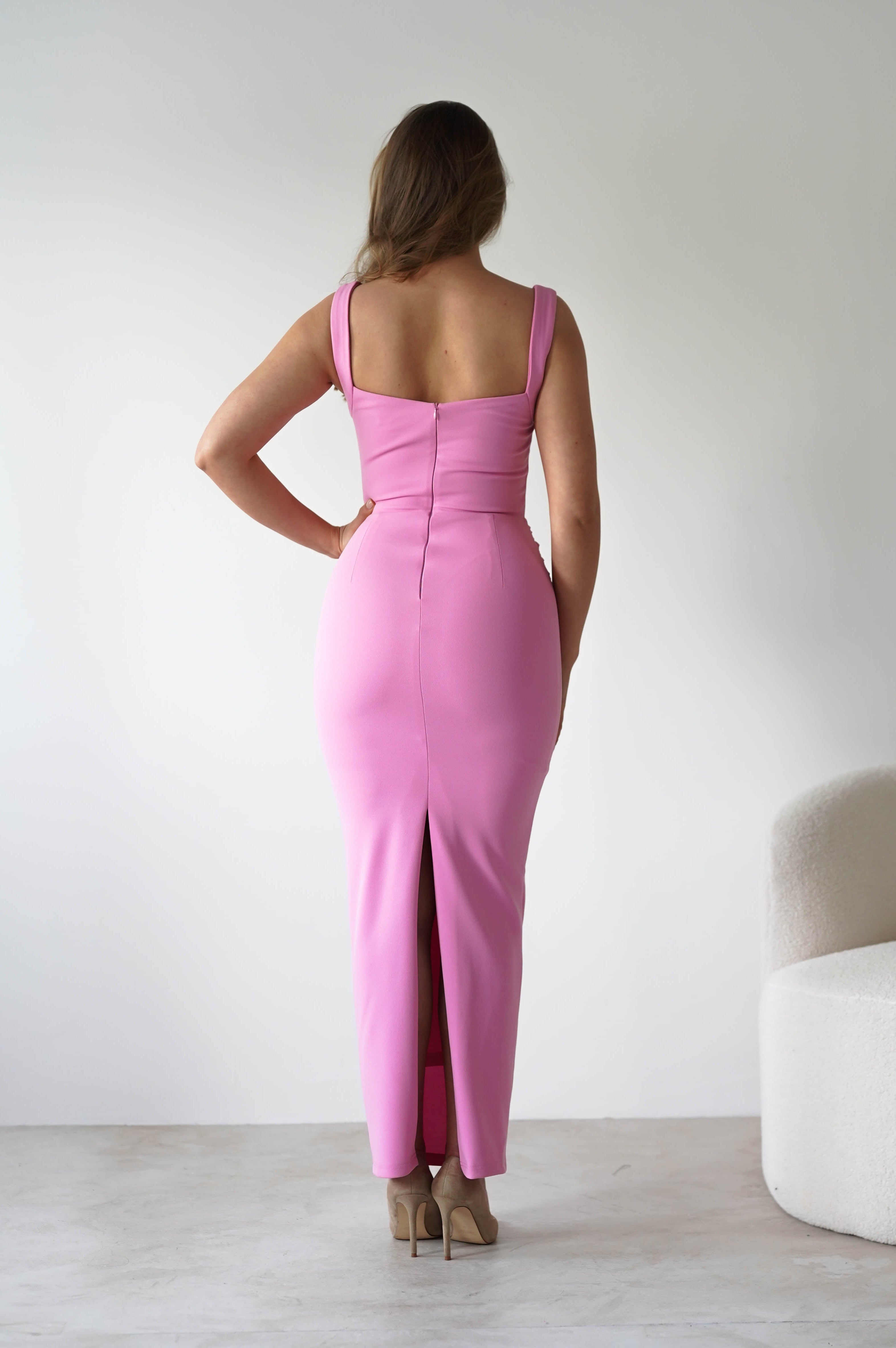 Brooke Square Neck Maxi Dress | Pink | Oh Hello Clothing | XS (6)