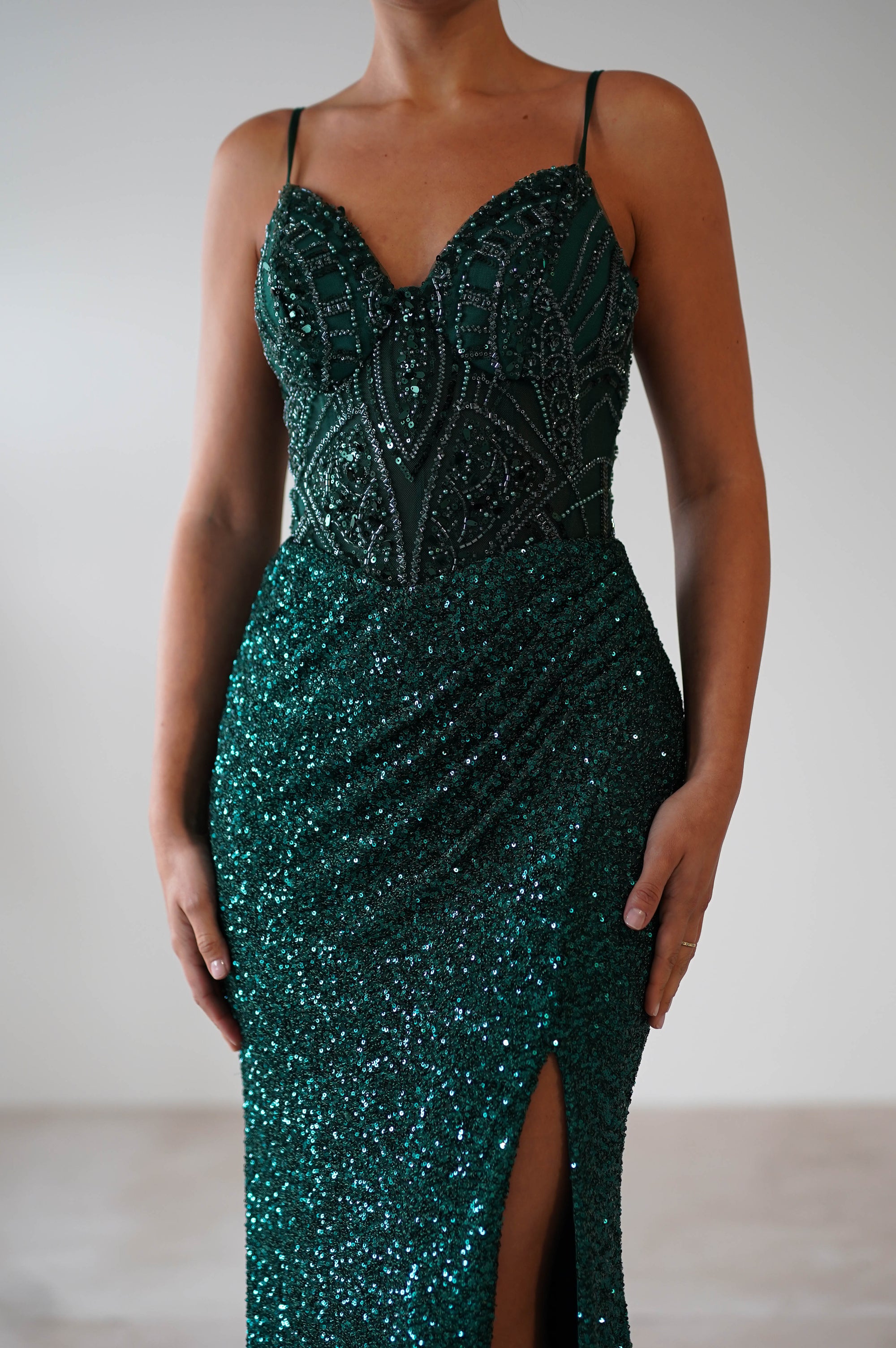 Candyce Sequin Mermaid Gown | Emerald Green | Oh Hello Clothing | S (8)