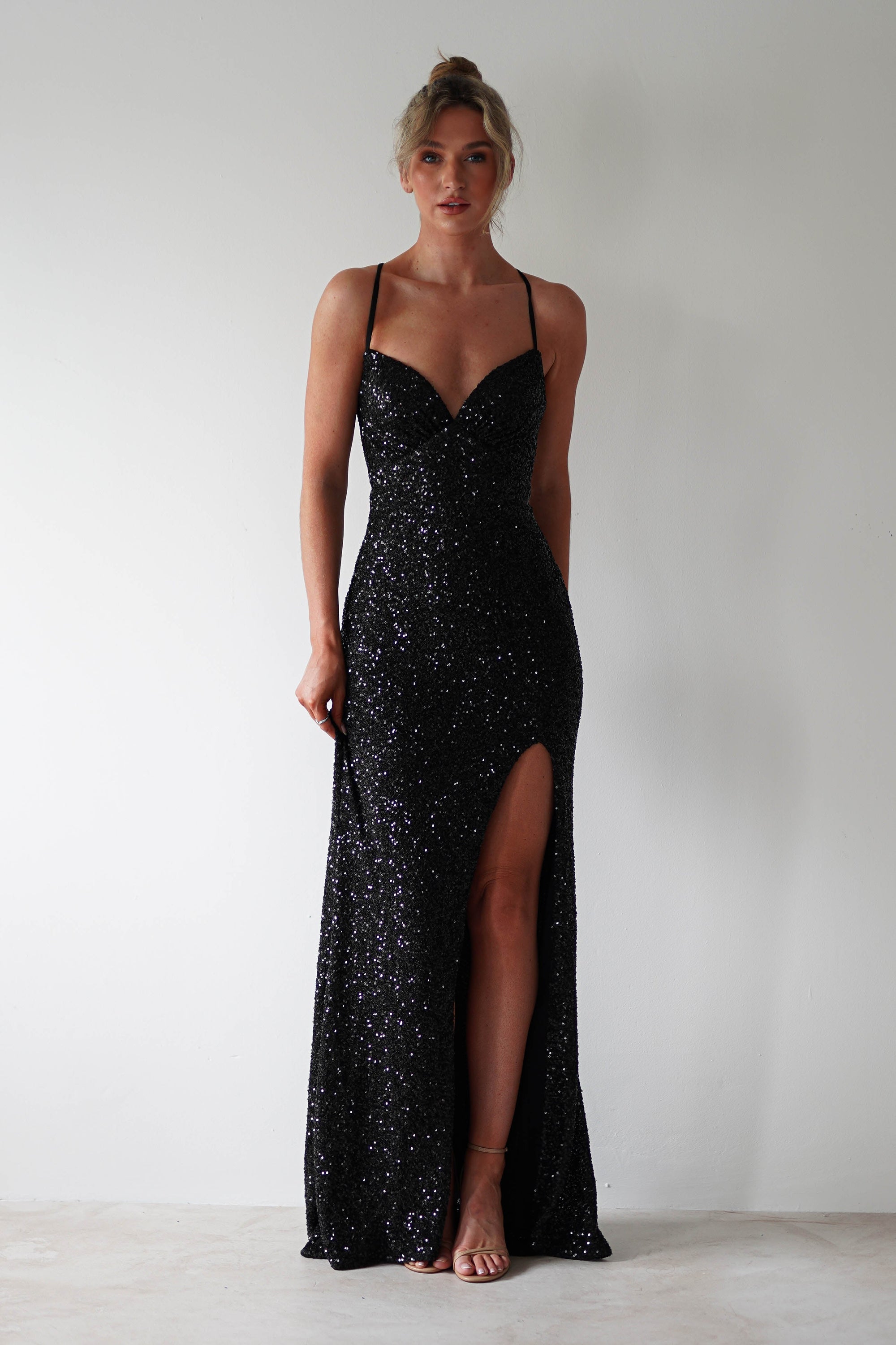 Clarisse Bodycon Sequin Gown | Black | Oh Hello Clothing | S (8)