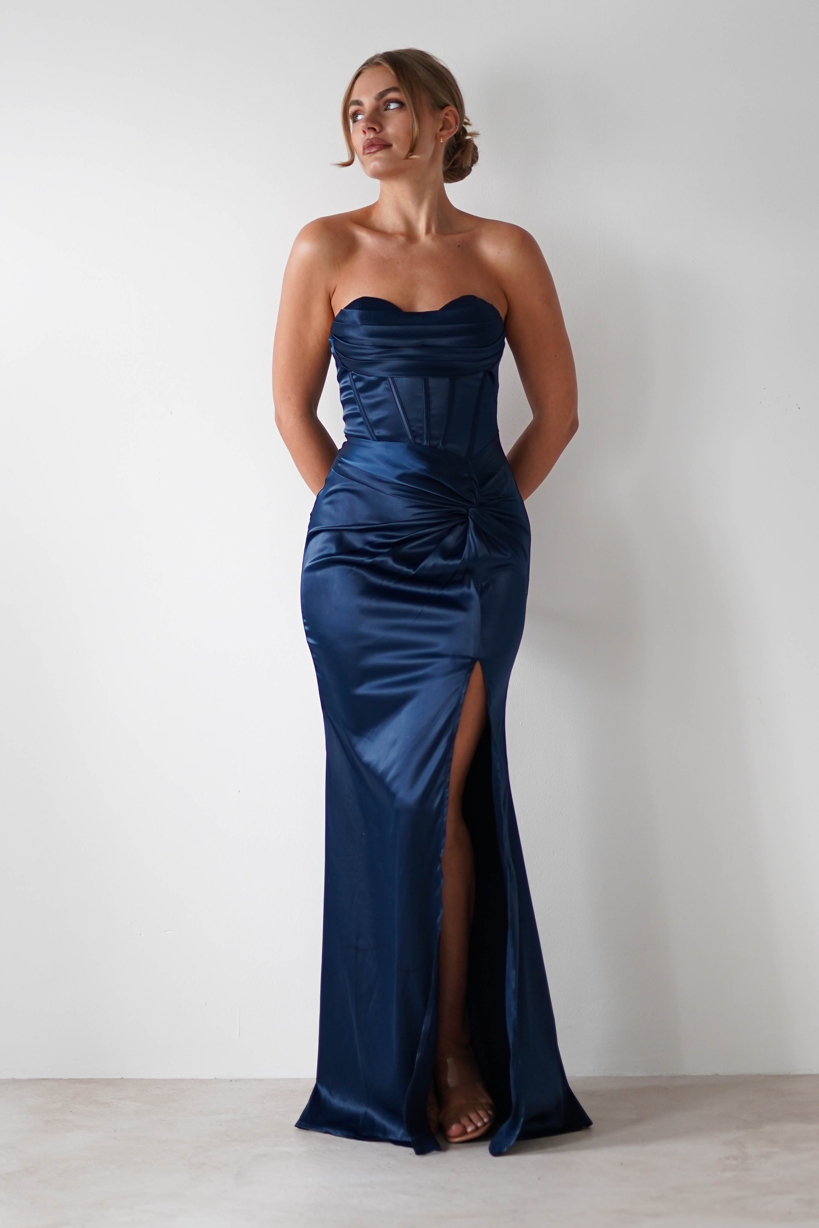 Clydee Soft Corset Maxi Gown | Navy | Oh Hello Clothing | S (8)