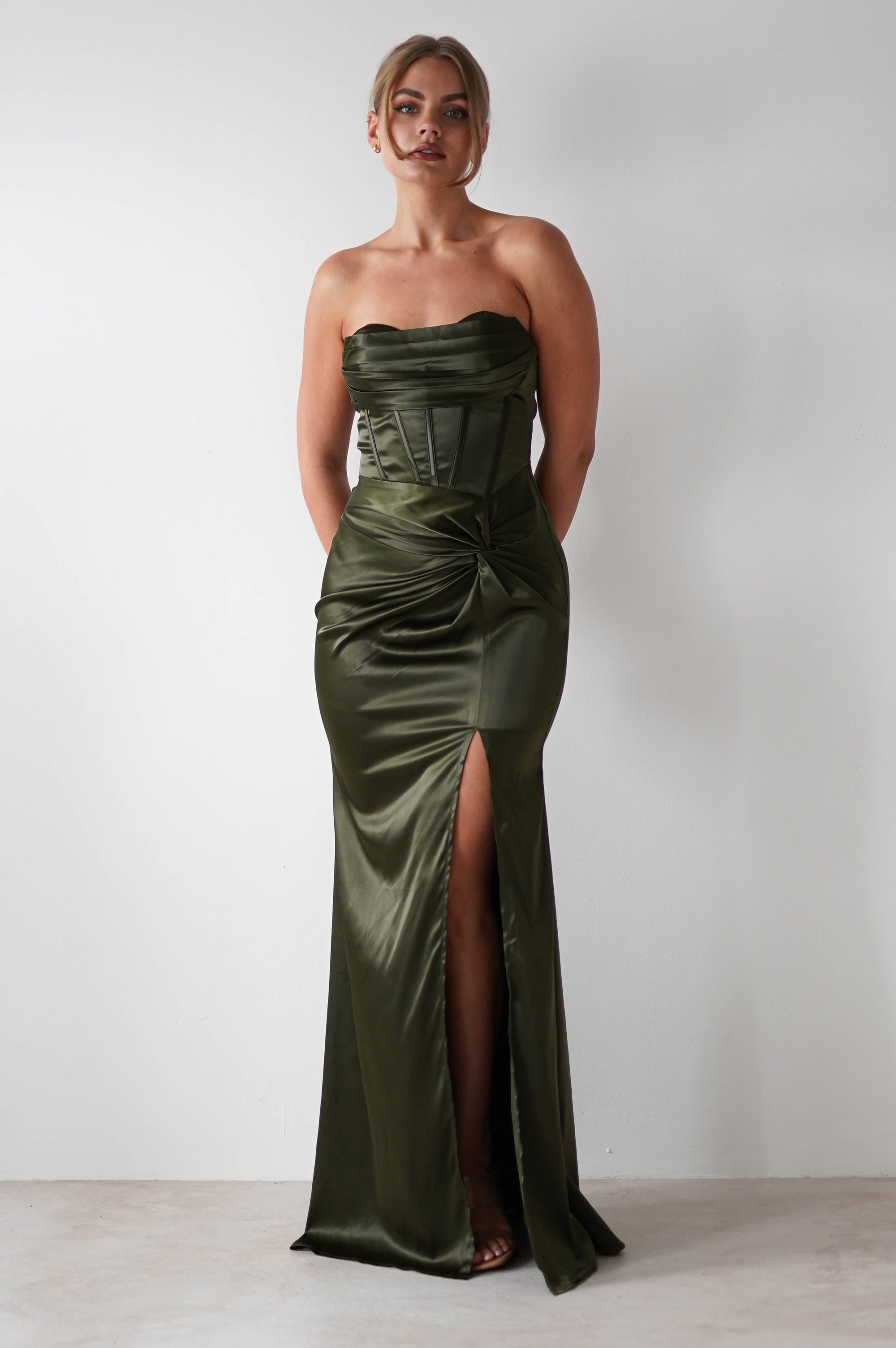 Clydee Soft Corset Maxi Gown | Olive | Oh Hello Clothing | S (8)