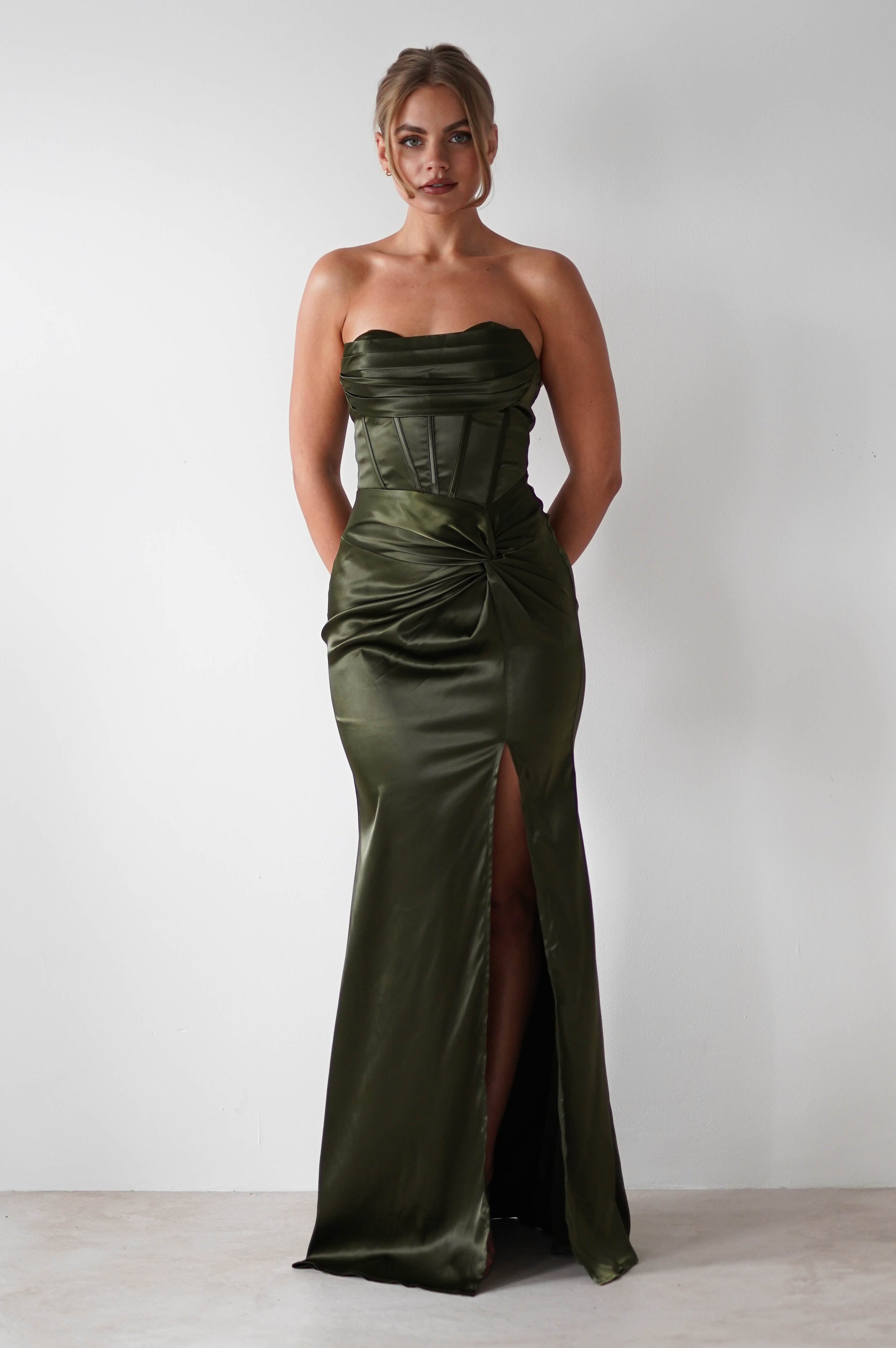 Clydee Soft Corset Maxi Gown | Olive | Oh Hello Clothing | S (8)