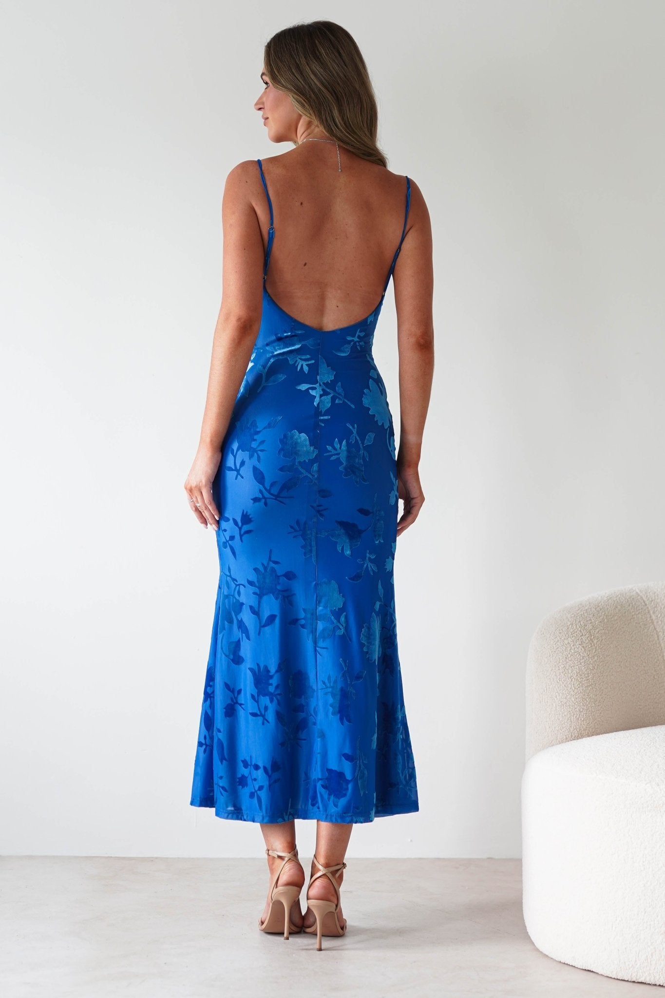 Dahlia Floral Jacquard Maxi Dress | Royal Blue | Oh Hello Clothing | XS (6)