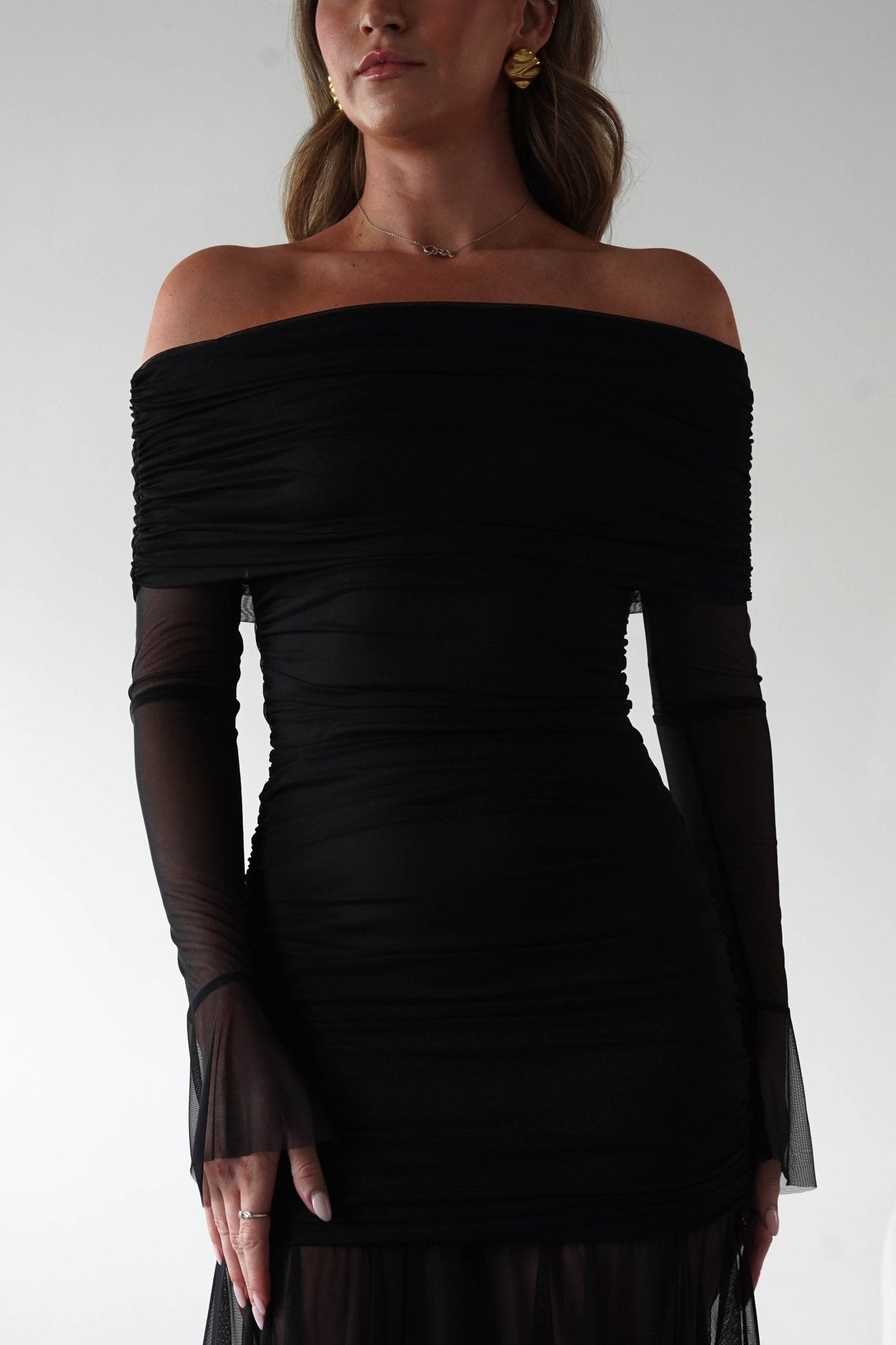 Dalton Mesh Maxi Dress | Black | Oh Hello Clothing | S (8)