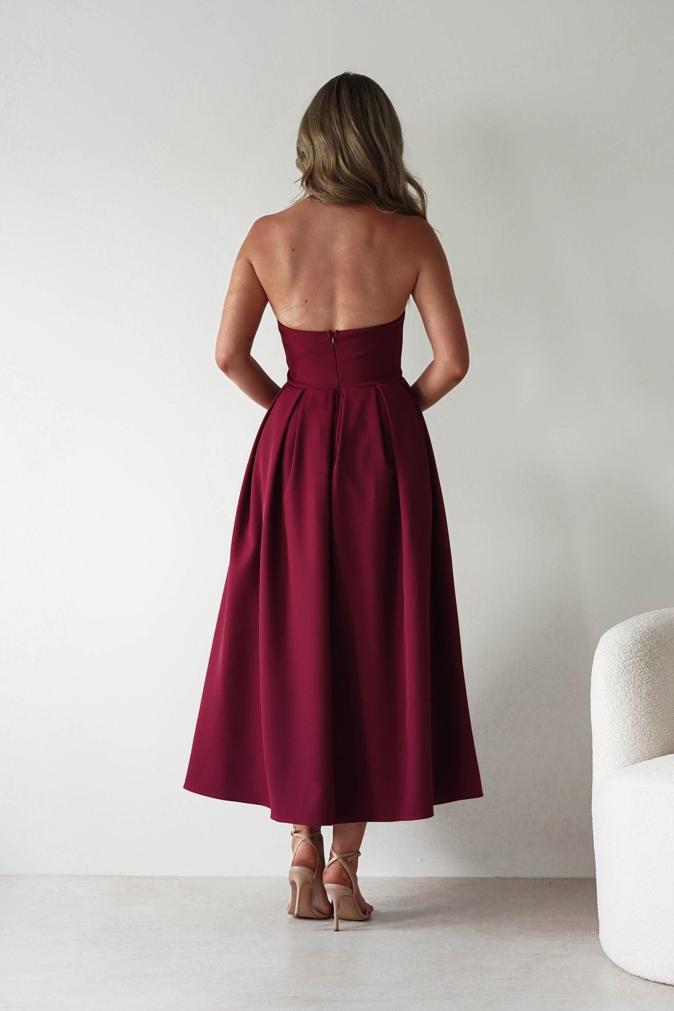 Daria Halter Neck Midi Dress | Wine | Oh Hello Clothing | XS (6)