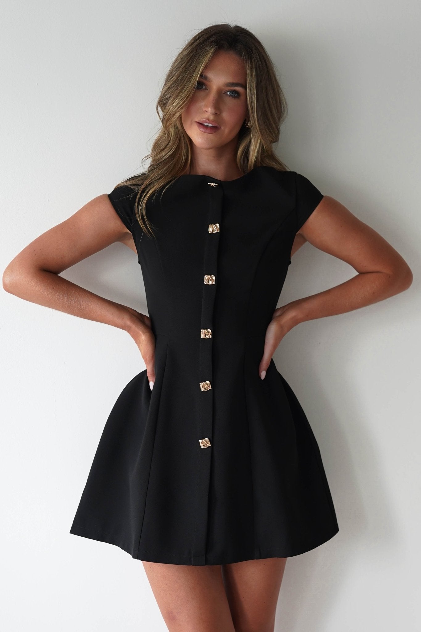 Desiree Cap Sleeve Mini Dress | Black | Oh Hello Clothing | XS (6)