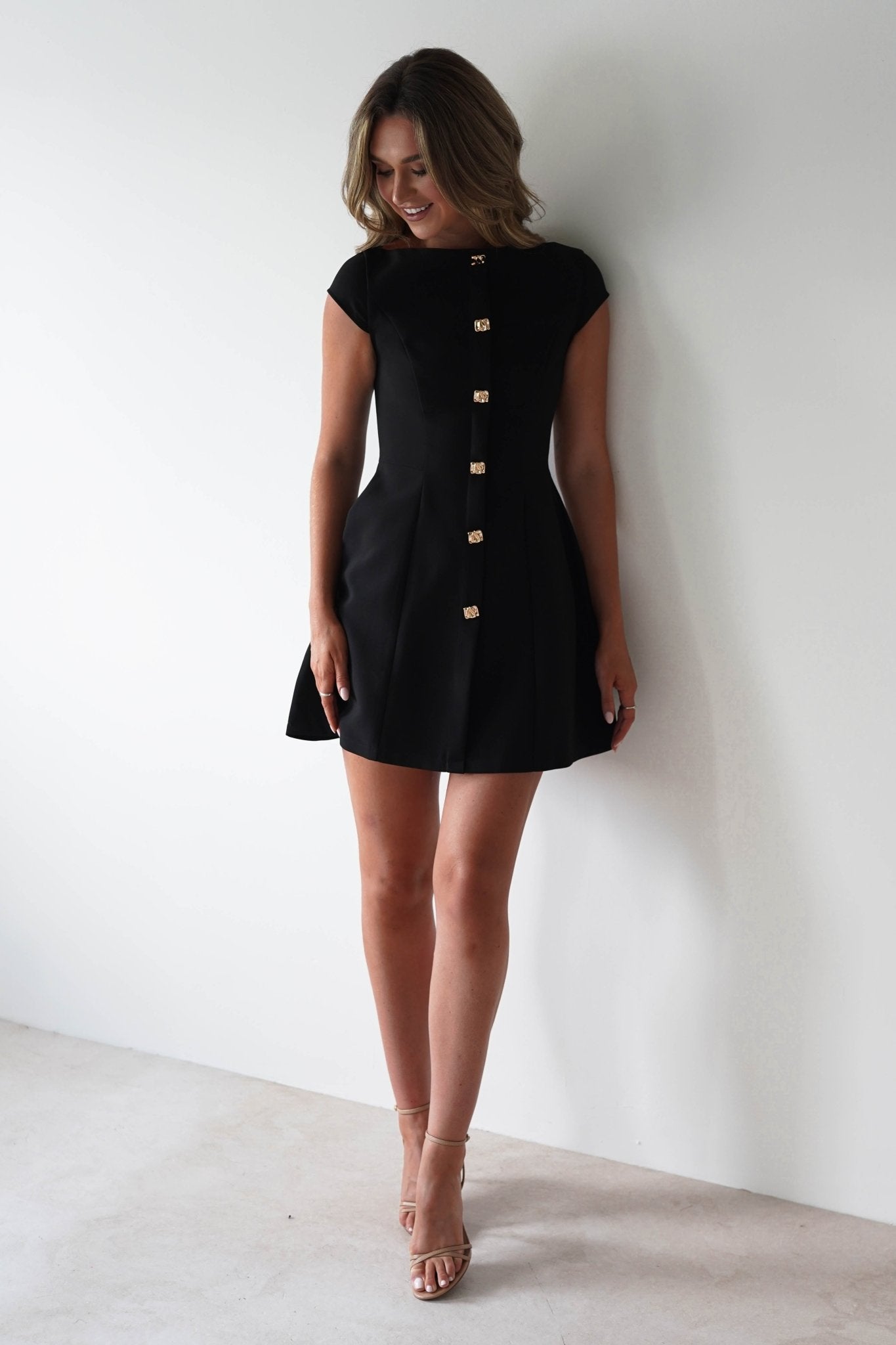 Desiree Cap Sleeve Mini Dress | Black | Oh Hello Clothing | XS (6)