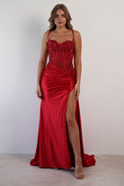 Diva Embellished Corset Gown | Red - Oh Hello Clothing