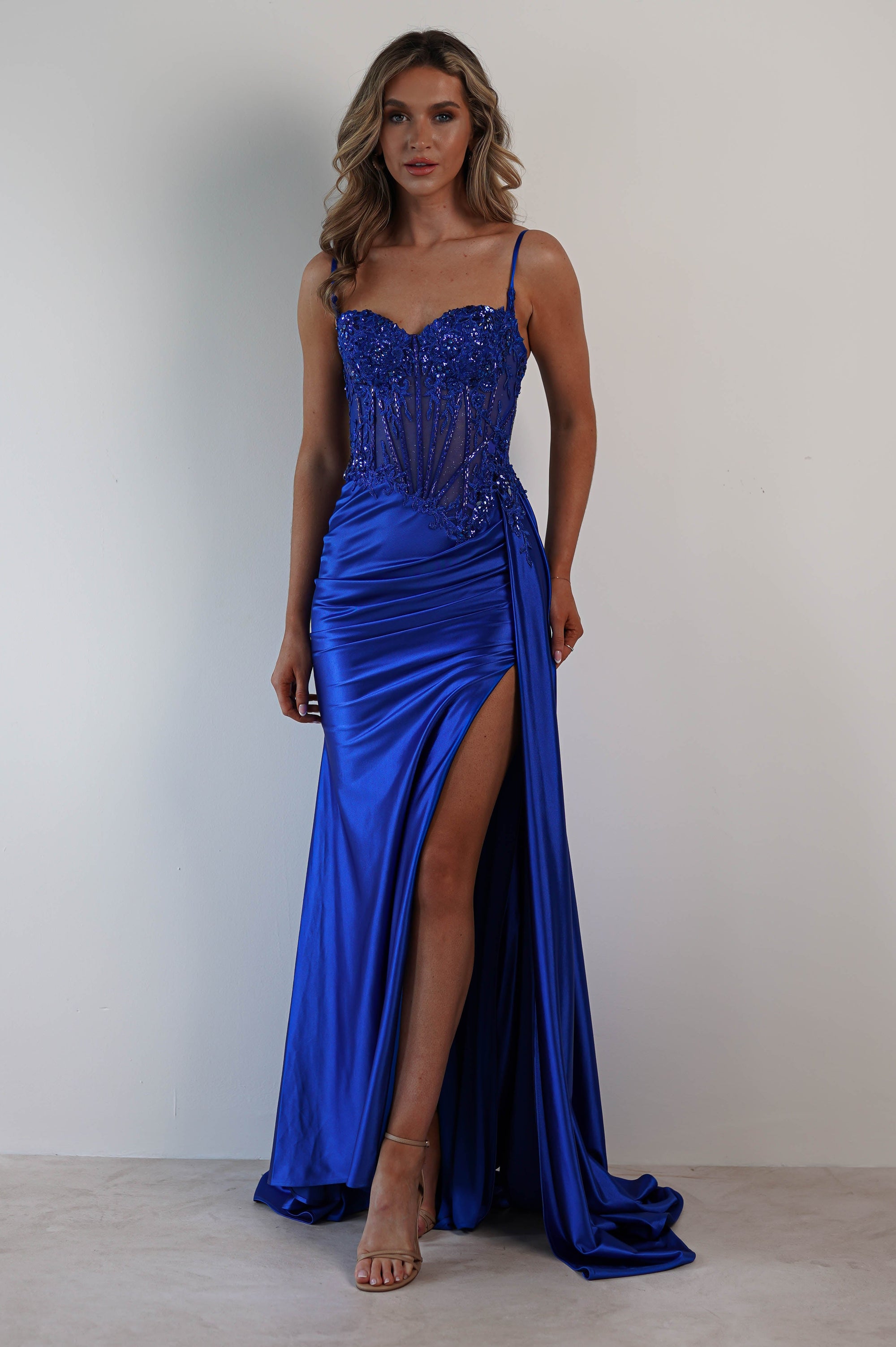Diva Embellished Corset Gown | Royal Blue | Oh Hello Clothing | XS (6)