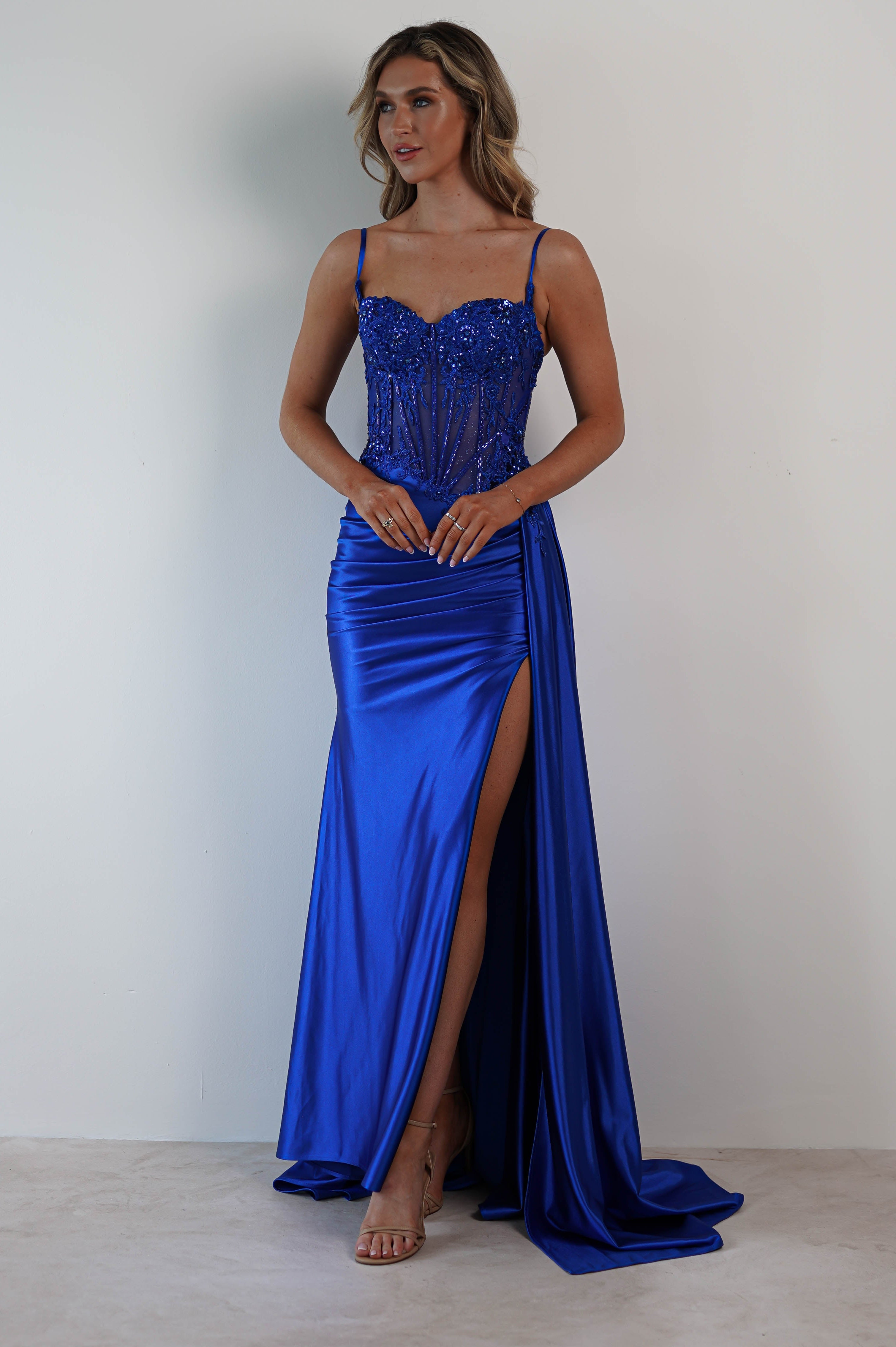 Diva Embellished Corset Gown | Royal Blue | Oh Hello Clothing | XS (6)