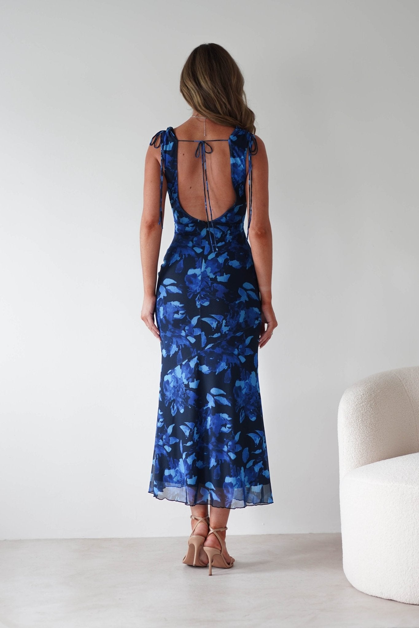 Donatella Mesh Floral Maxi Dress | Blue Print | Oh Hello Clothing | XS (6)